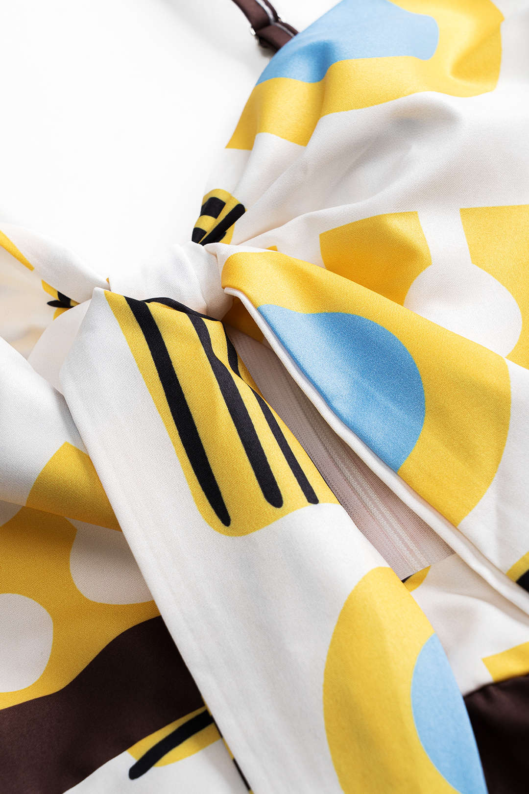 Abstract print ruffle tie front slip jumpsuit