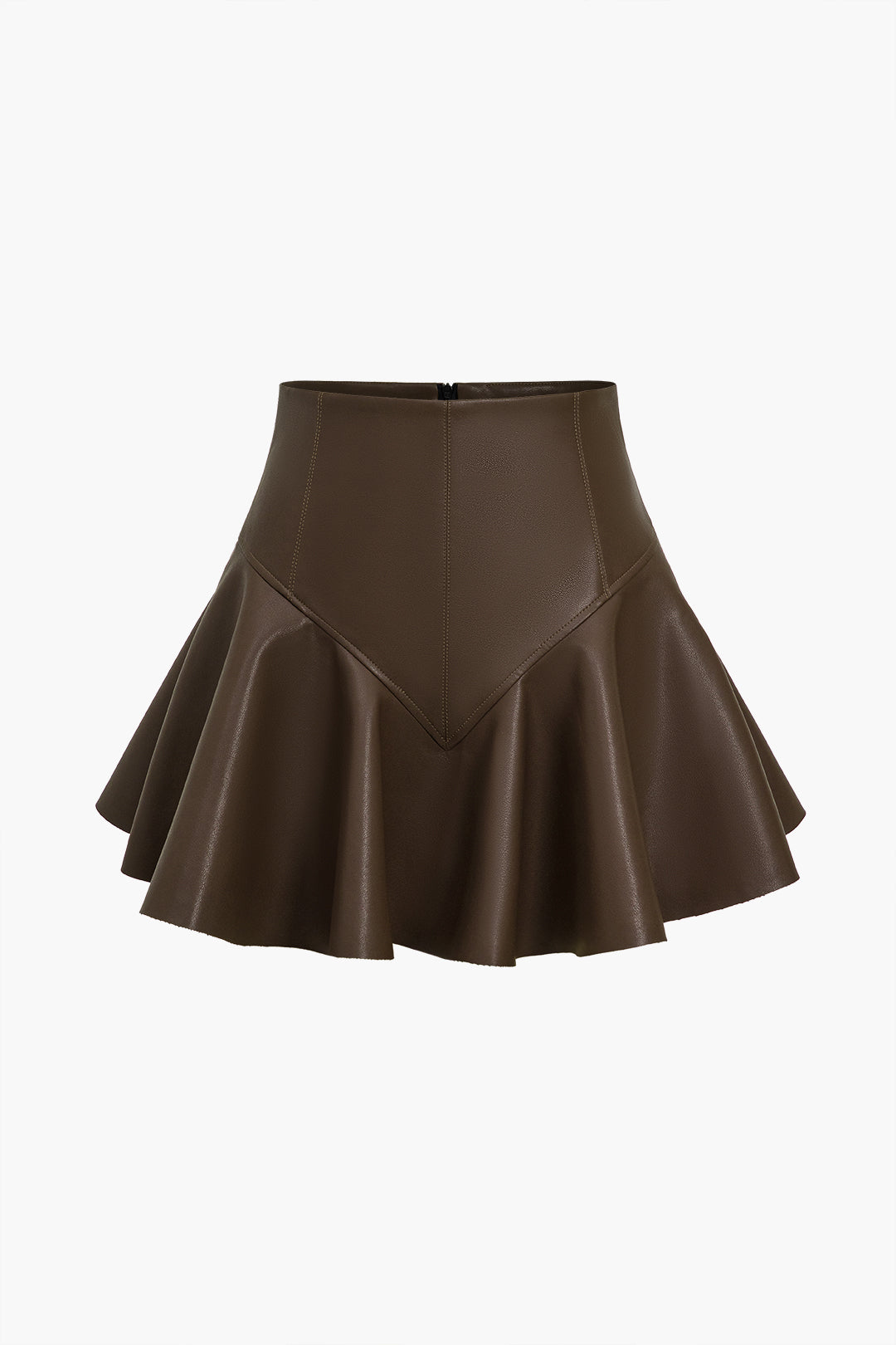 Basic faux leather pleated mini skirt