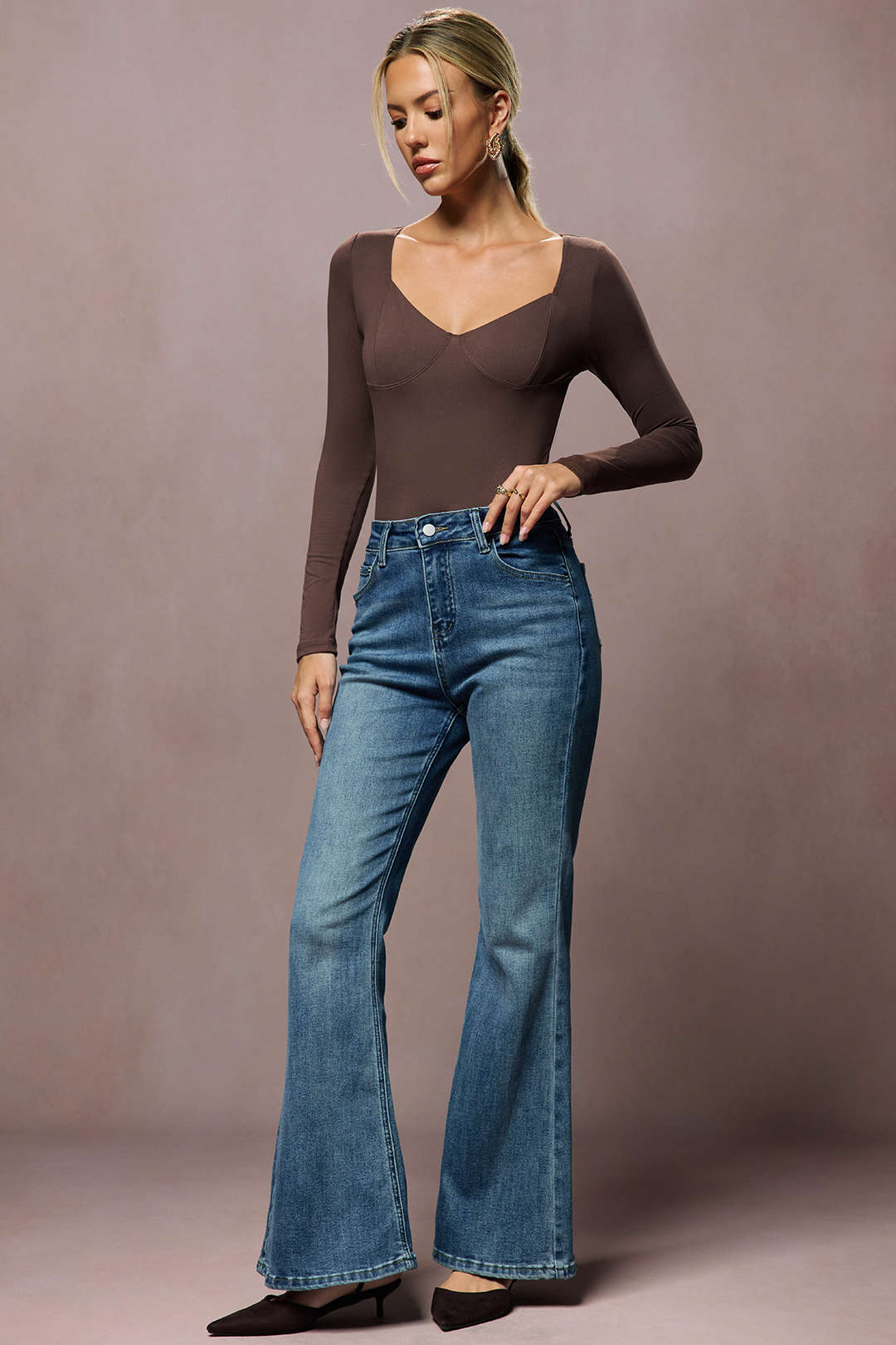 Basic Solid Long-Sleeve Top