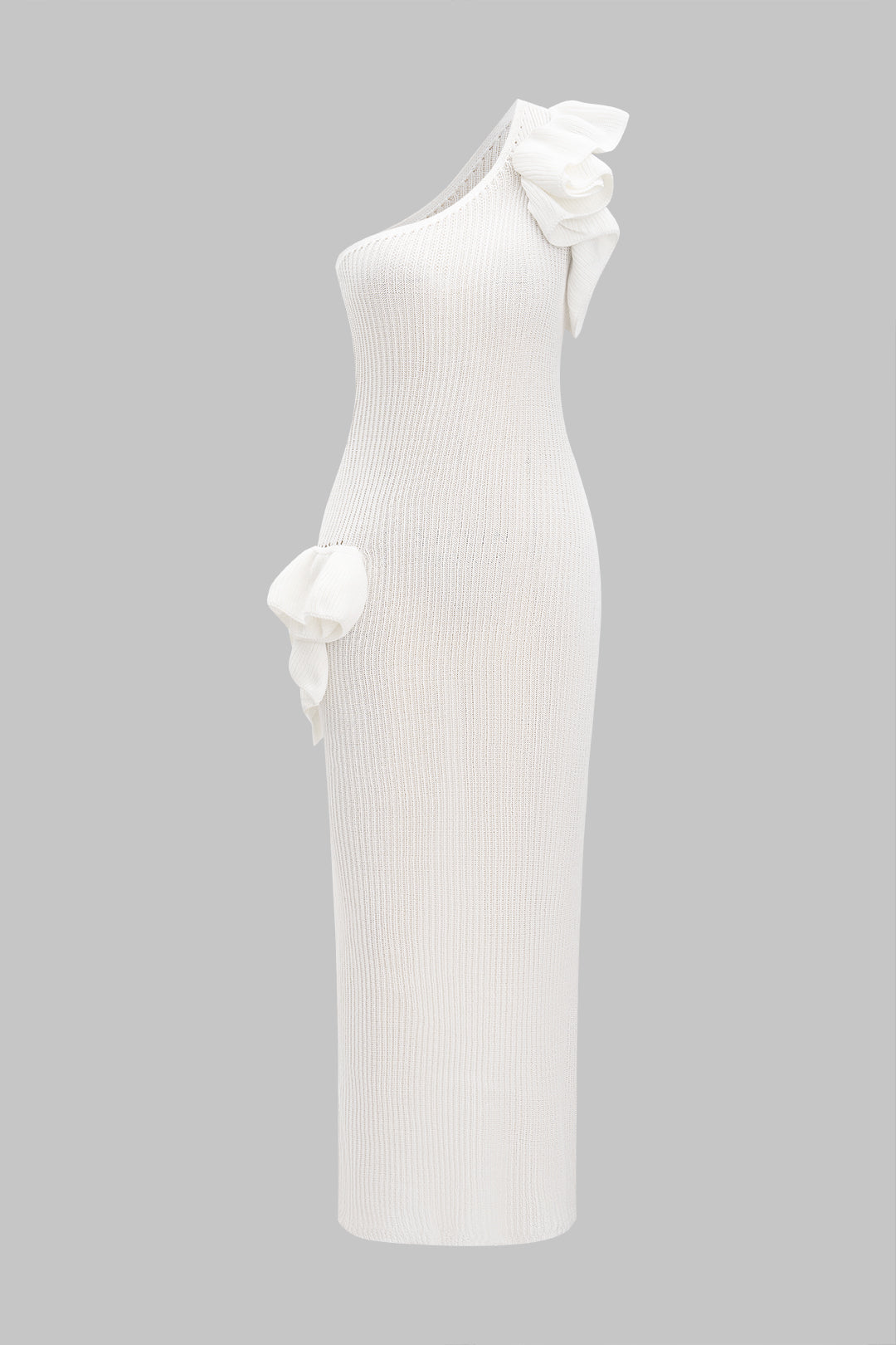 3D floral asymmetric sleeveless maxi dress