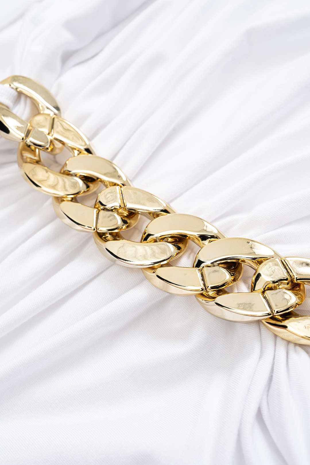 Asymmetrical Ruched Chain Side Slit Skirt