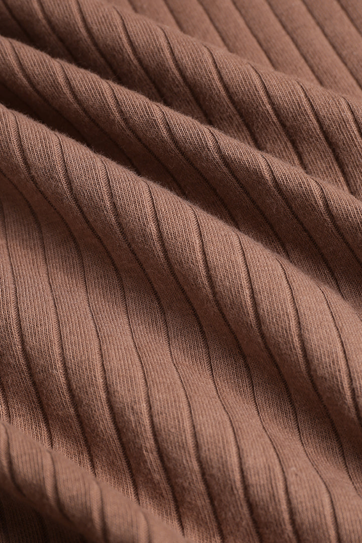 Bow Strap Ribbed Slit Midi Dress