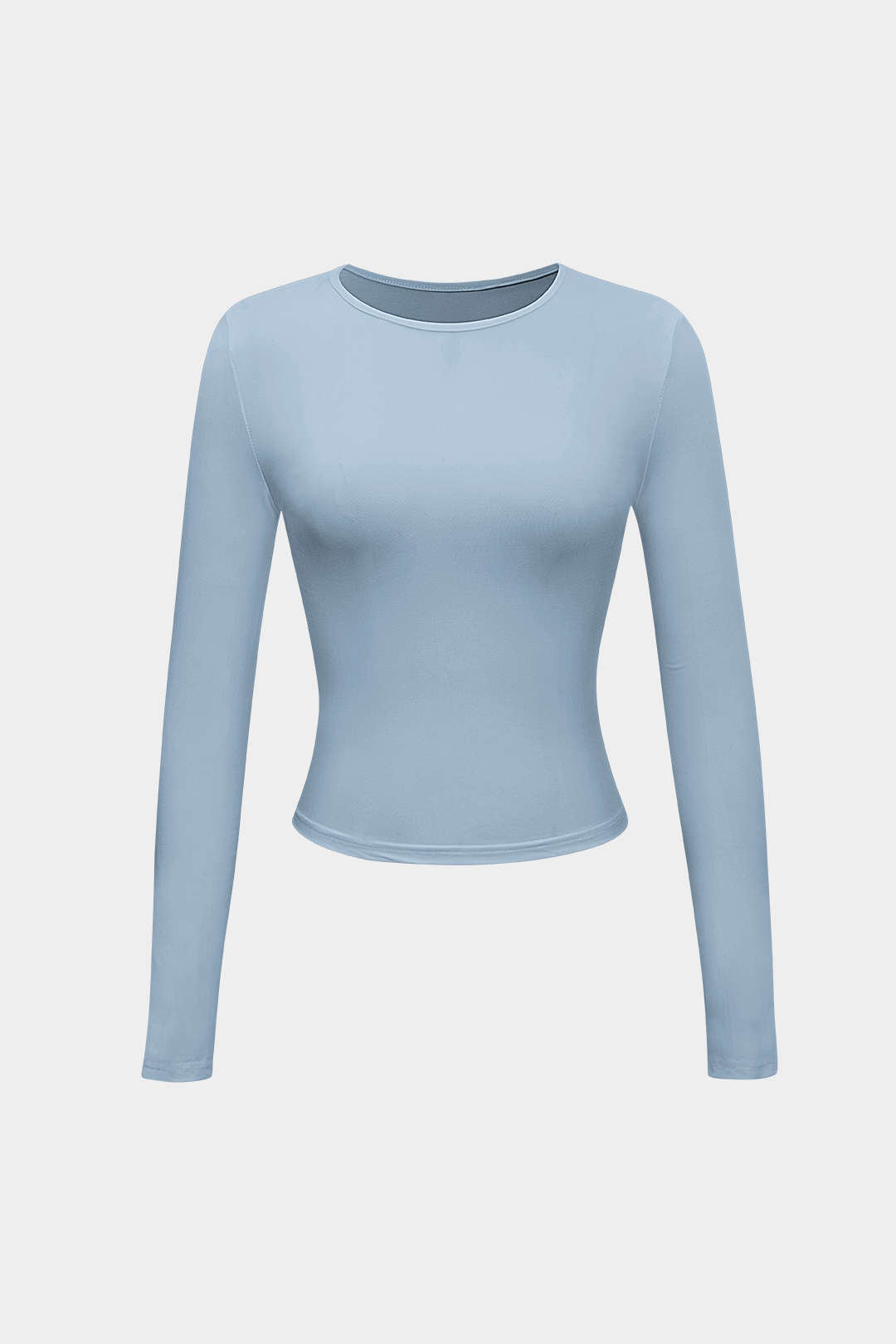 Basic solid round neck long sleeve top