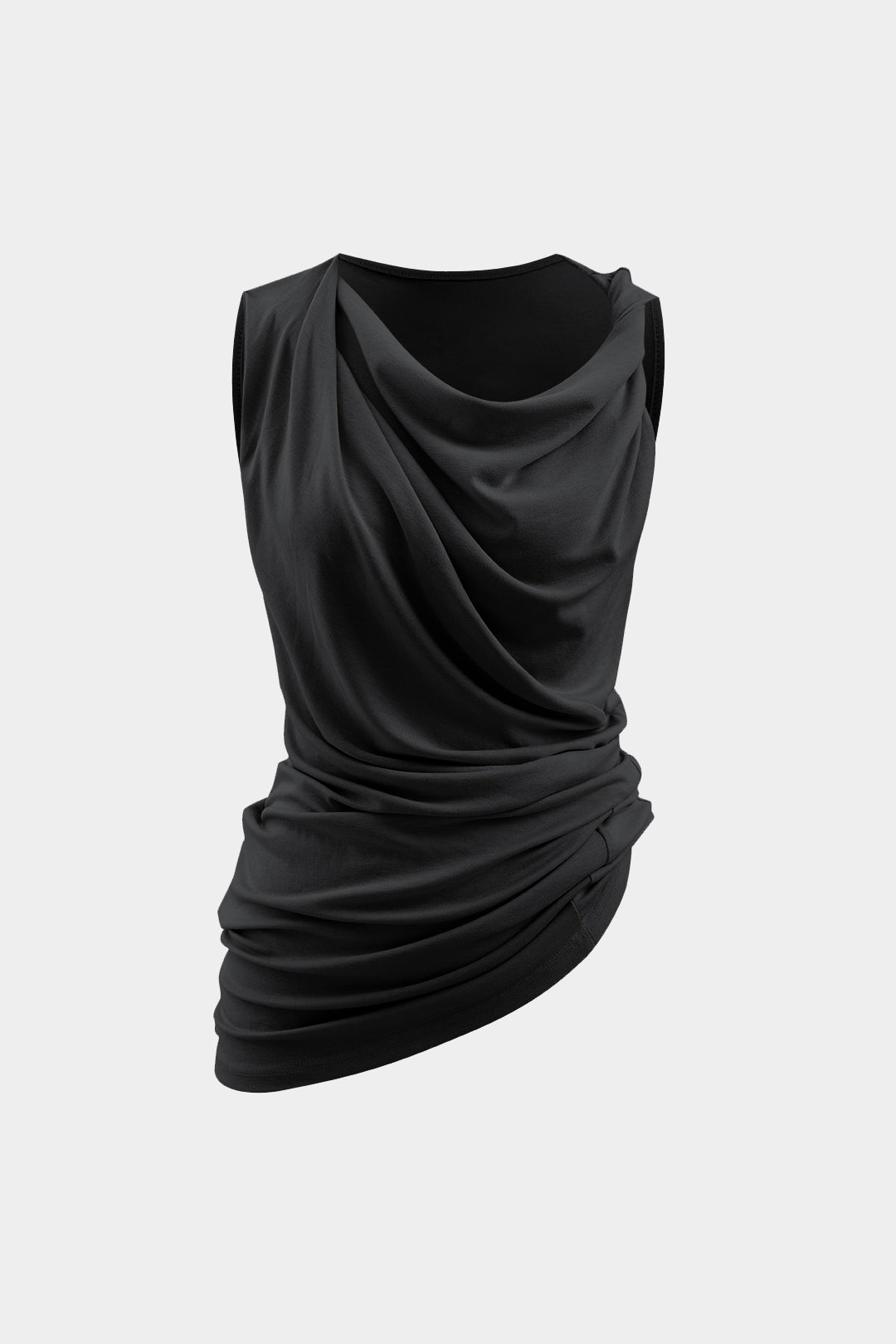 Asymmetric cal neck ruffle tank top