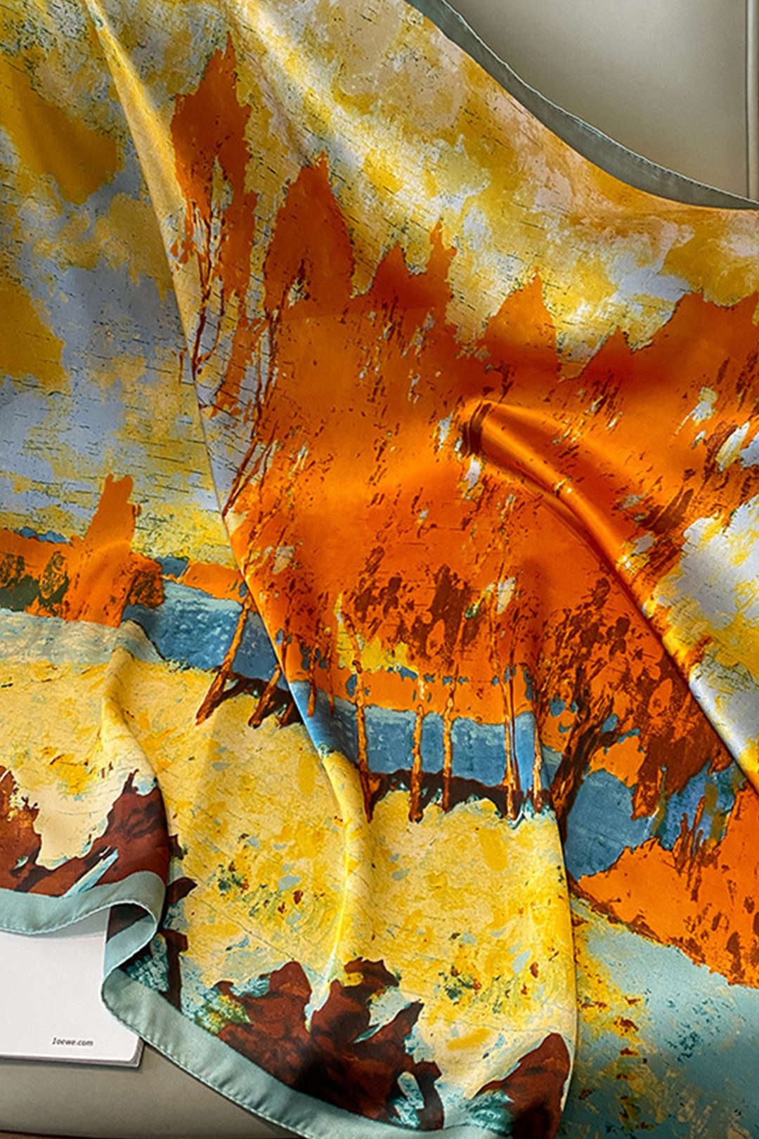 Abstract print satin scarf