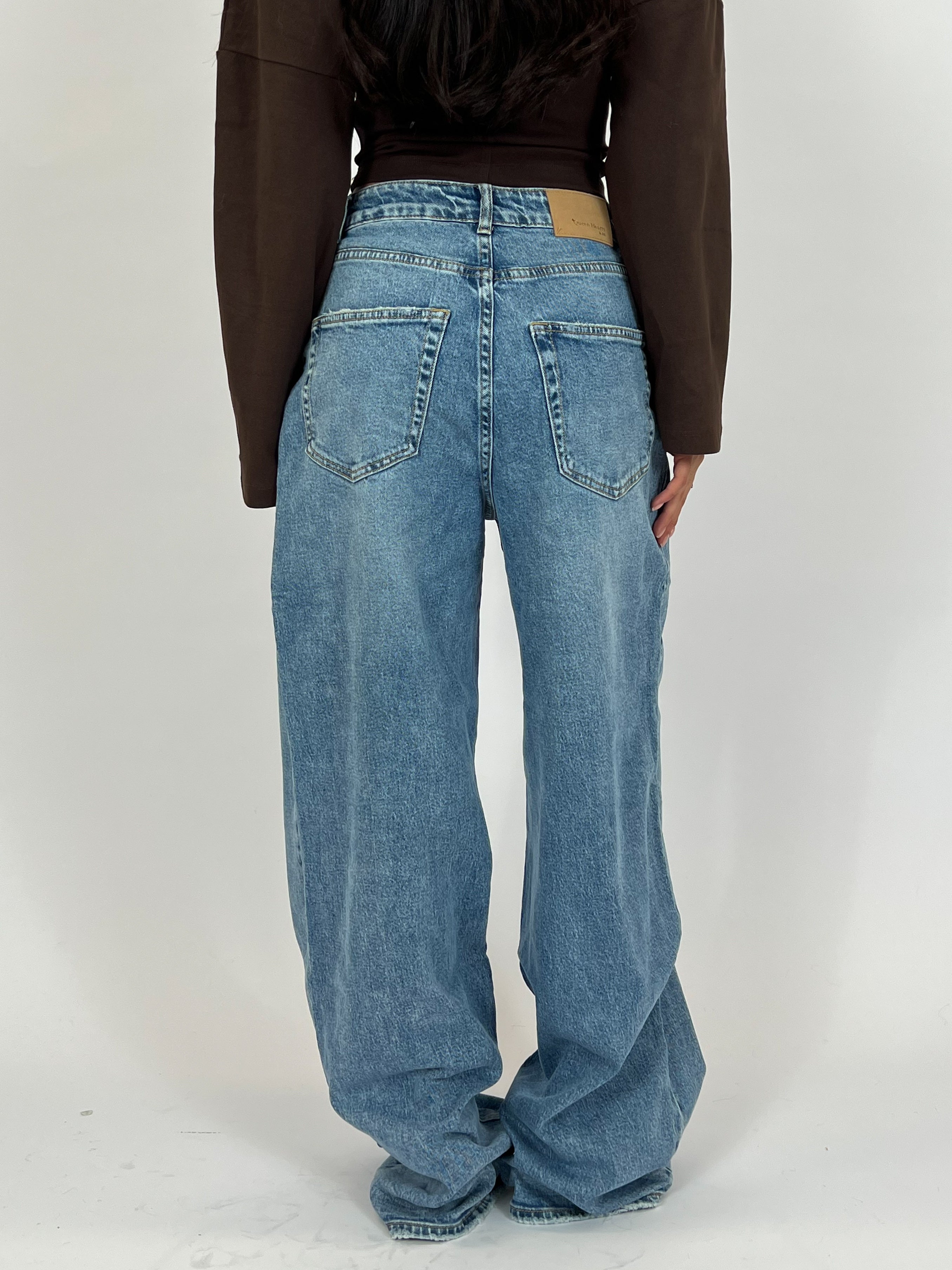 Women’s Baggy Extra Tall Stretch Wide Leg Denim Pants – Effortless Comfort with a Trendy Fit