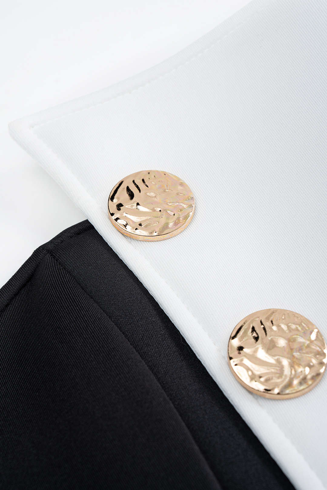 Asymmetrical Metallic Button Wrap Tube Top And High Waist Zipper Skirt Set