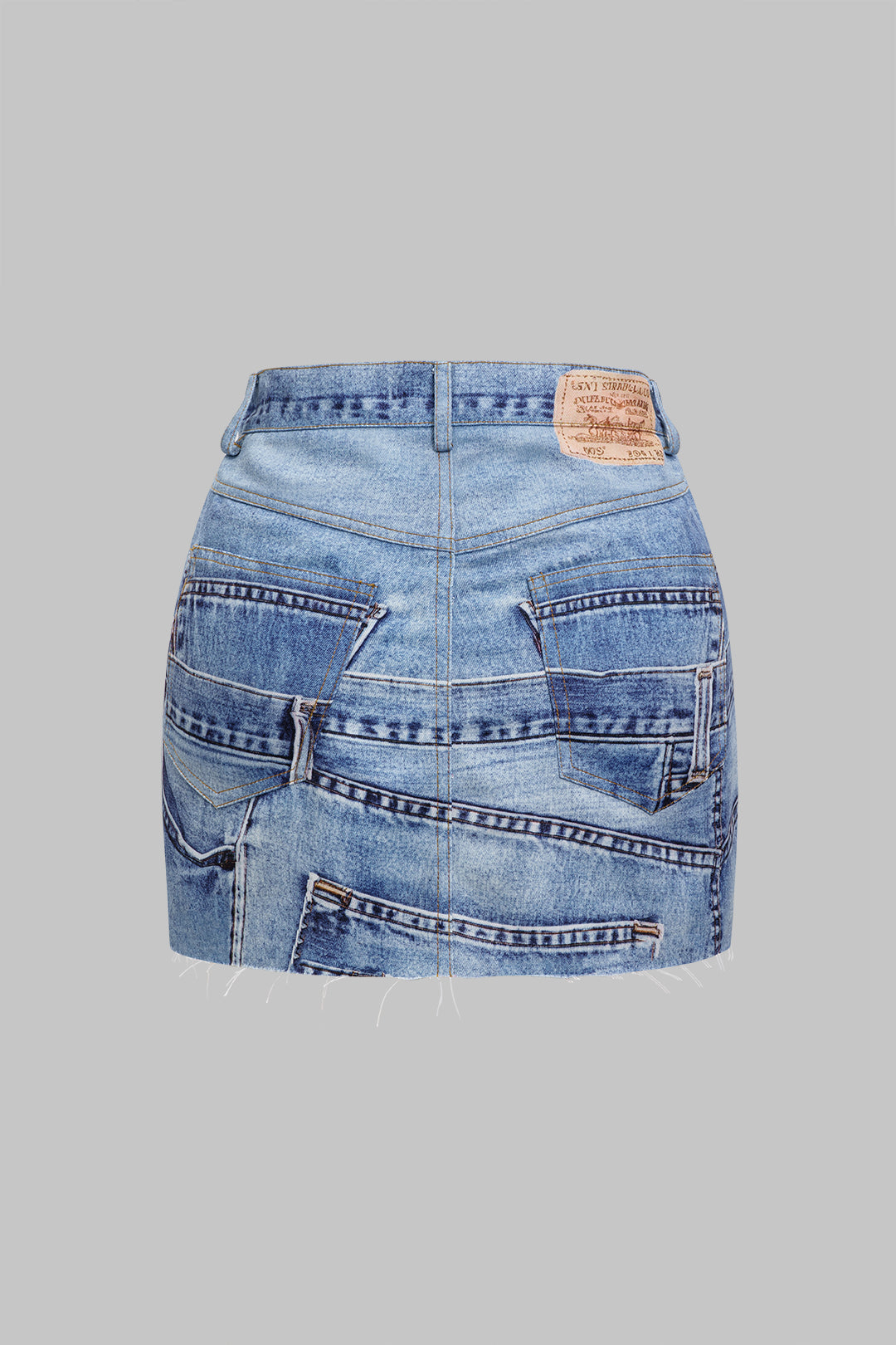 Abstract print washed skirt