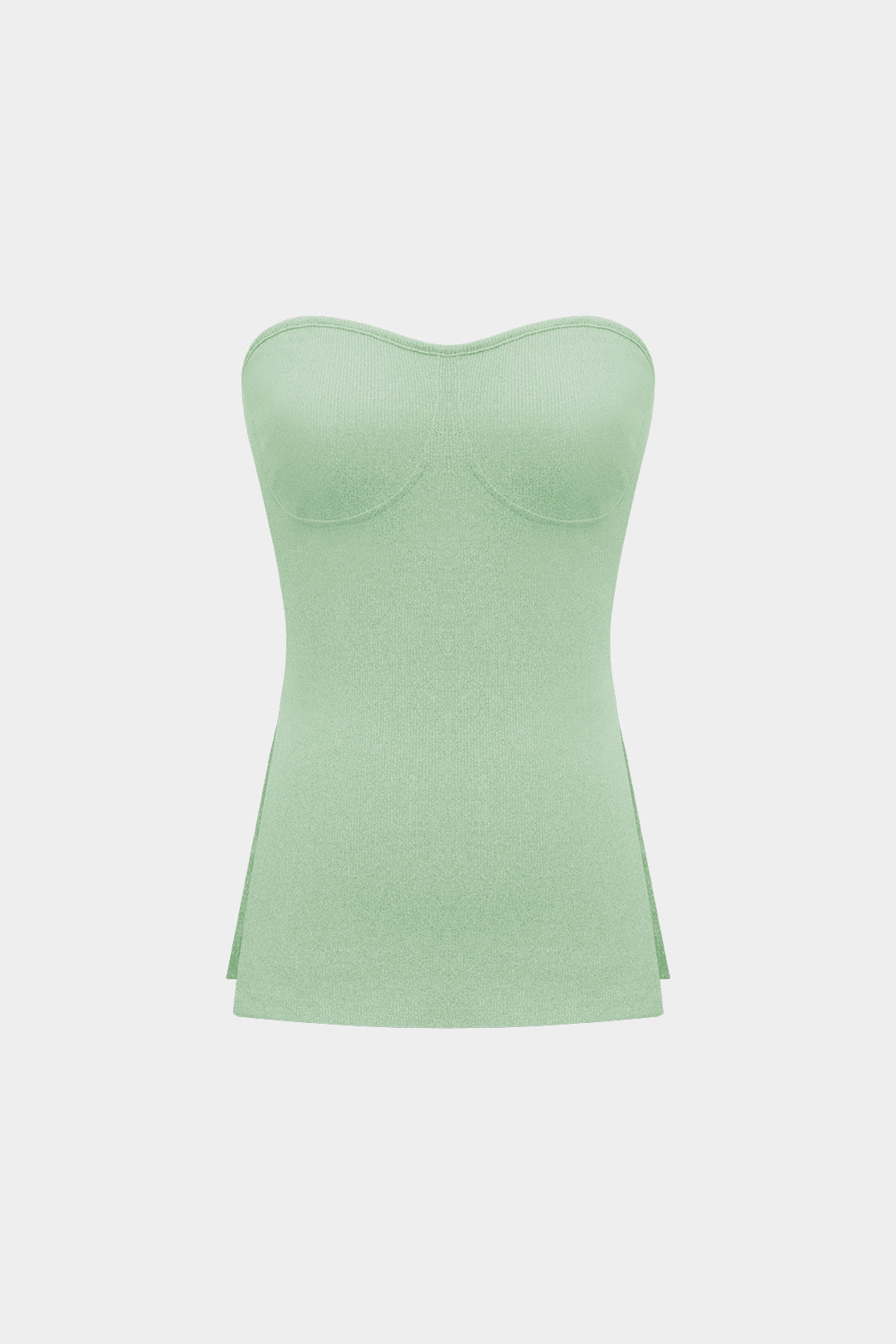 Basic Solid Breath Split Strapless Top and Shorts Set