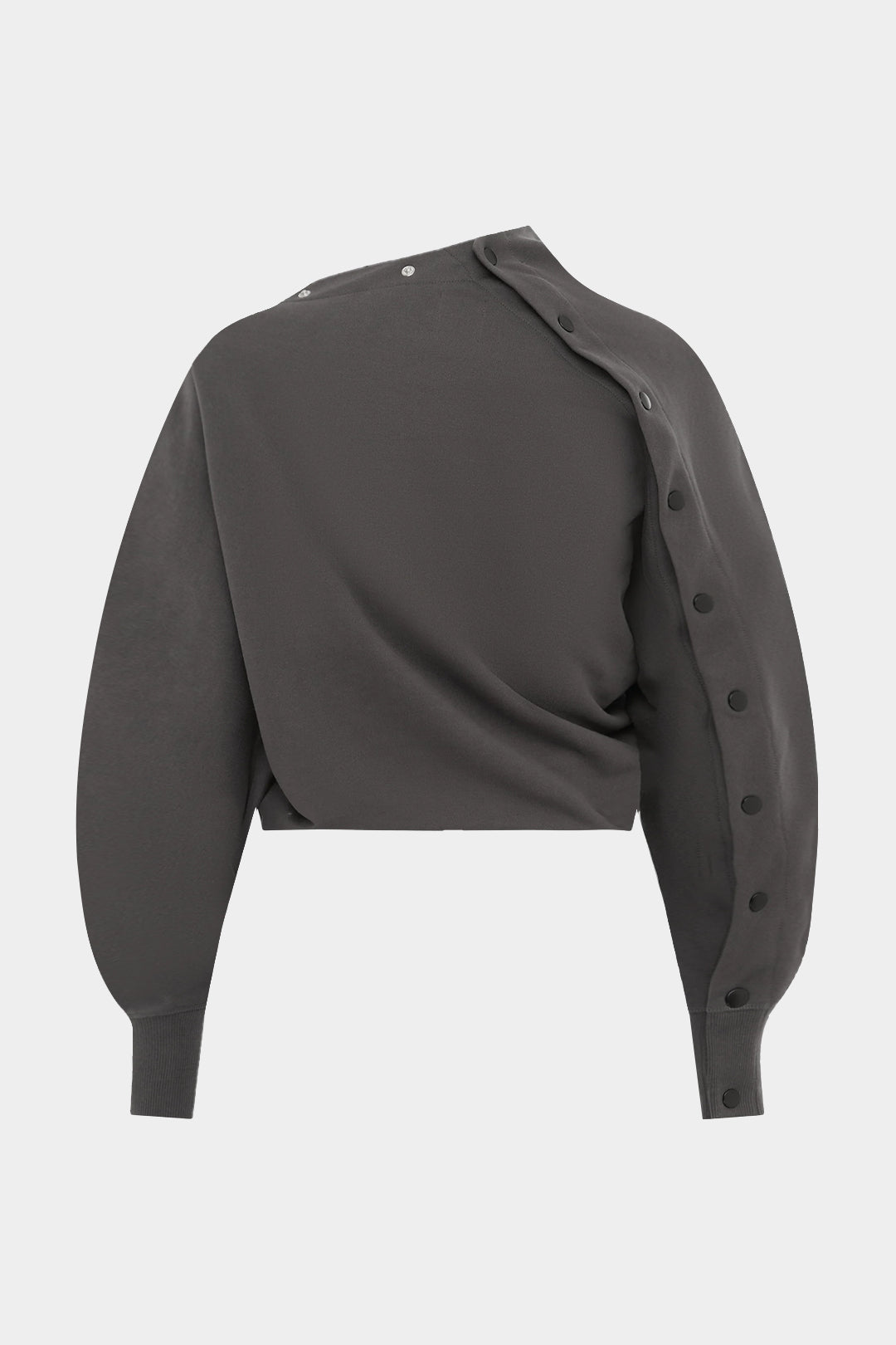 Asymmetrical Neck Button Sweatshirt