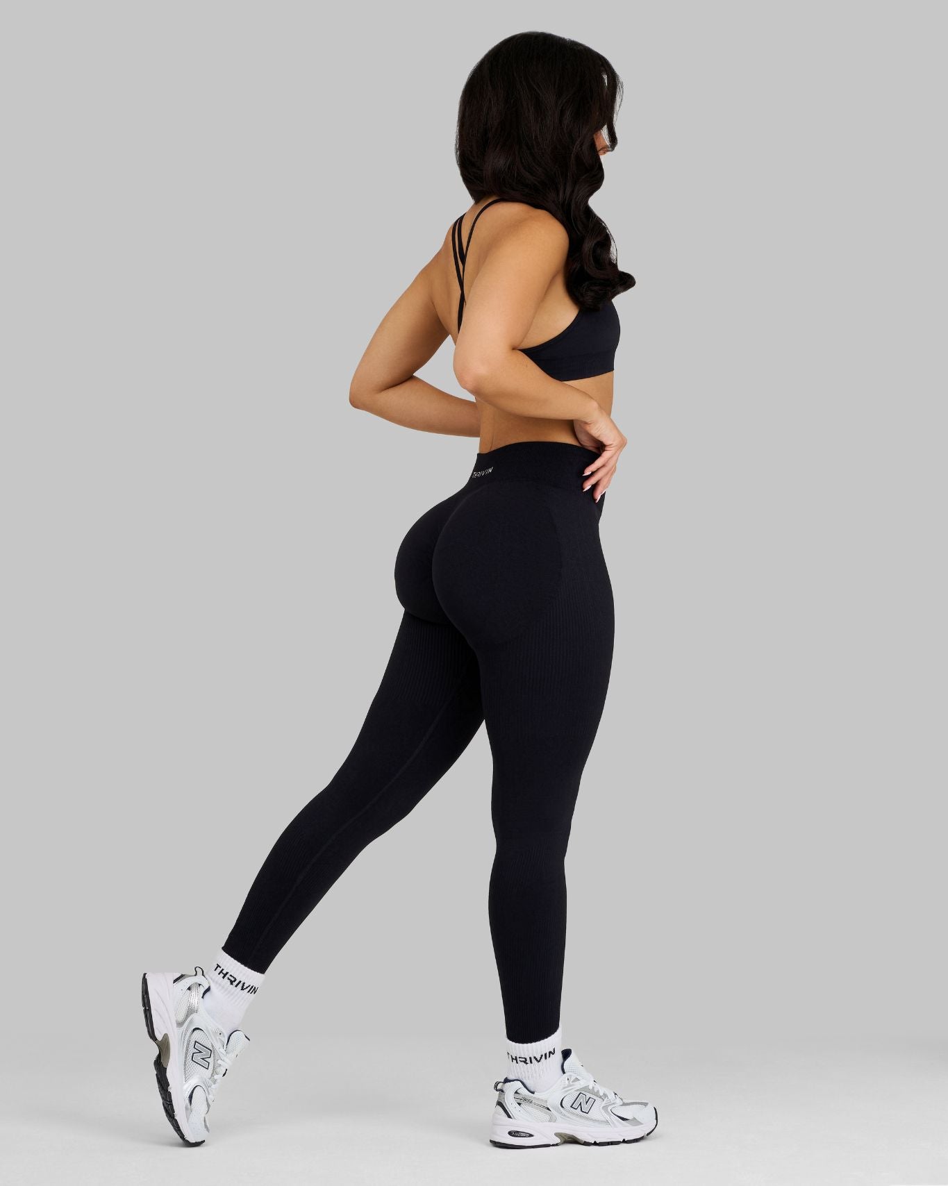 Elevate Ribbed Contour Leggings | Night Black