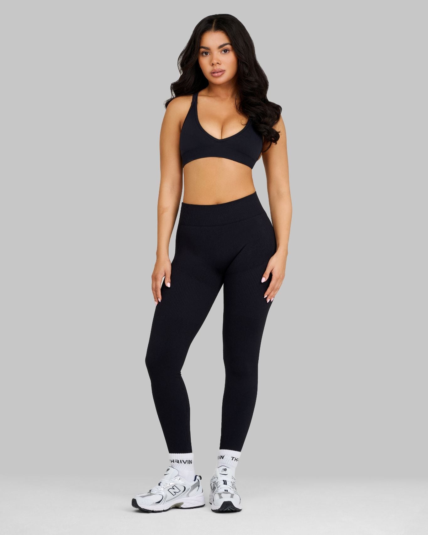 Elevate Ribbed Contour Leggings | Night Black