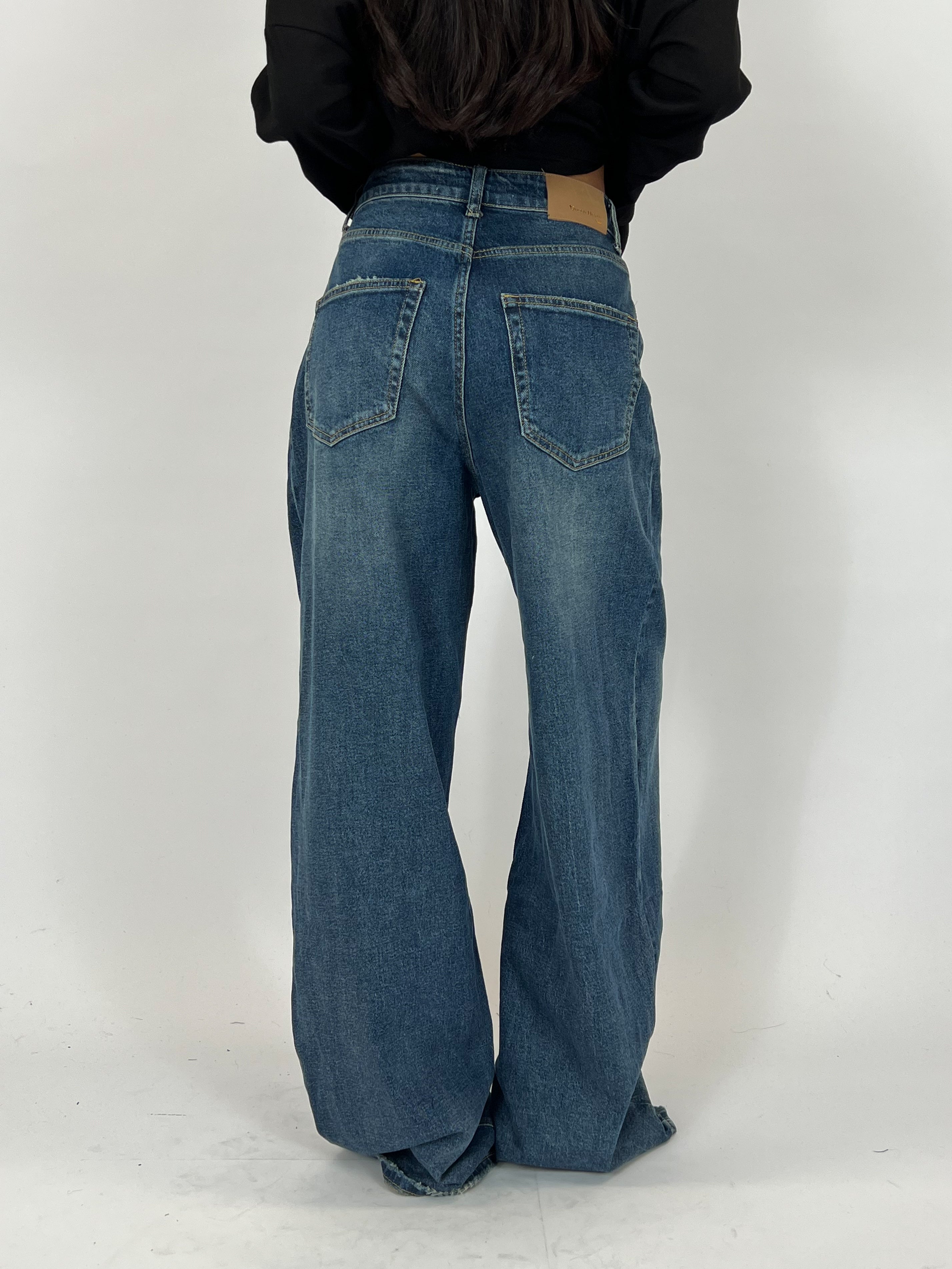 Women’s Baggy Extra Tall Stretch Wide Leg Denim Pants – Effortless Comfort with a Trendy Fit