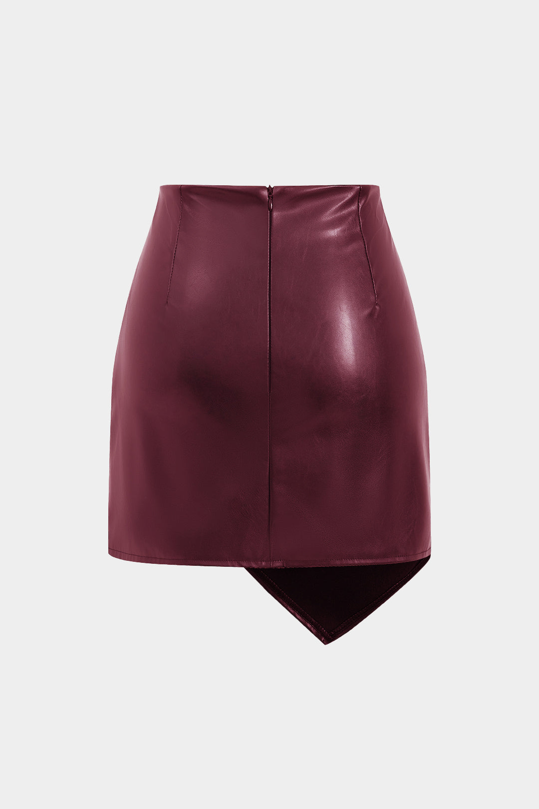 Asymmetrical faux leather ruffle skirt