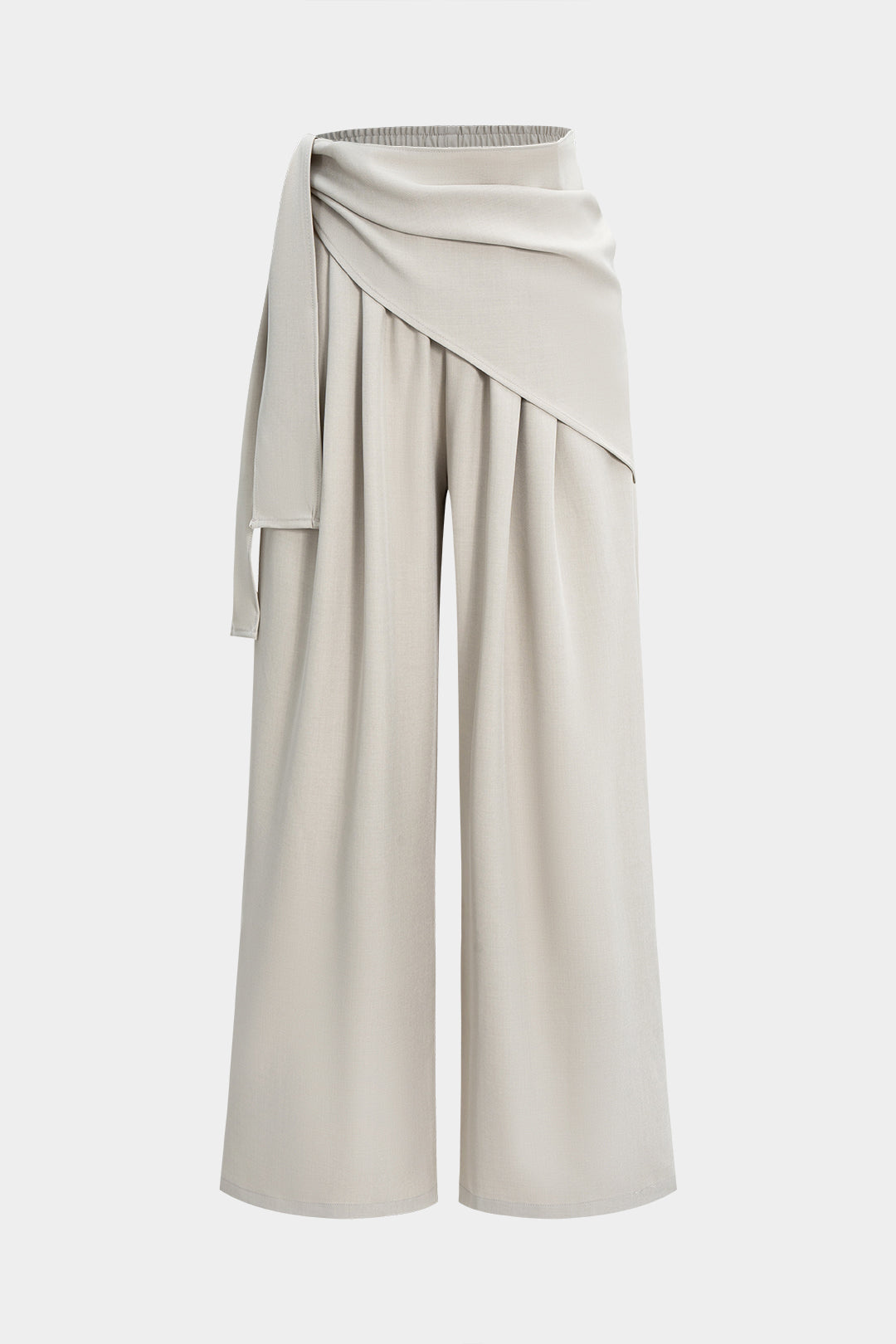Asymmetrical Ruched Wide Leg Pants