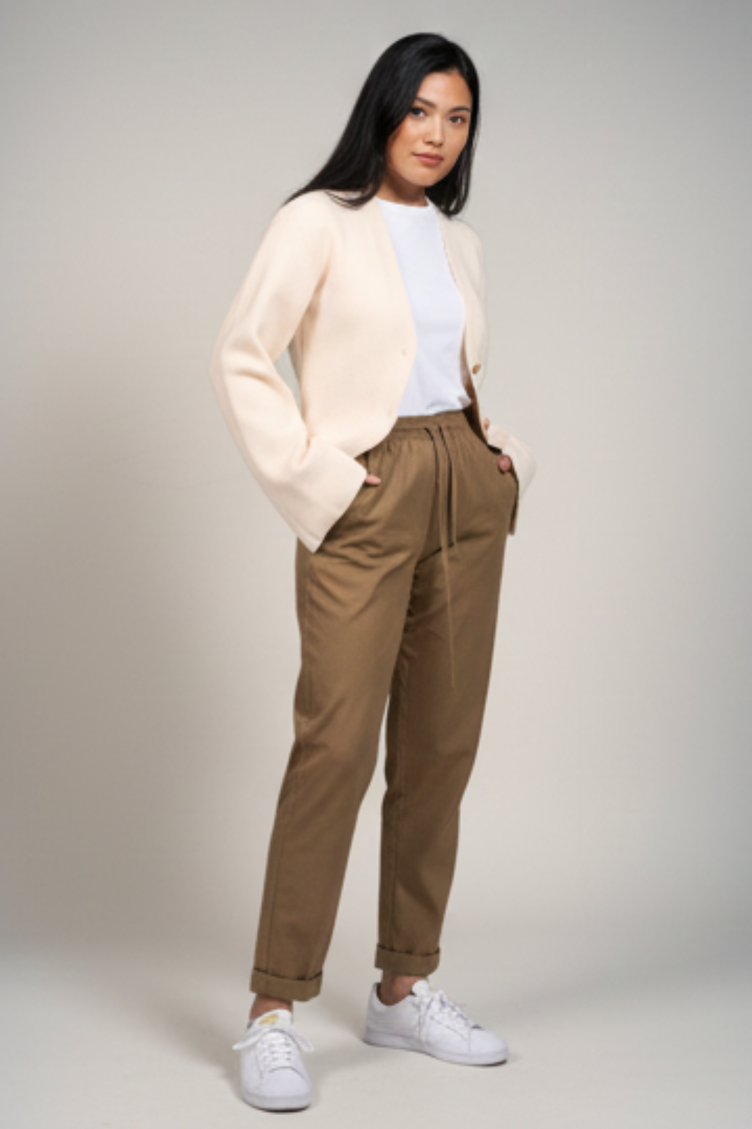 Soft Tailored Knit Cardigan – Cream