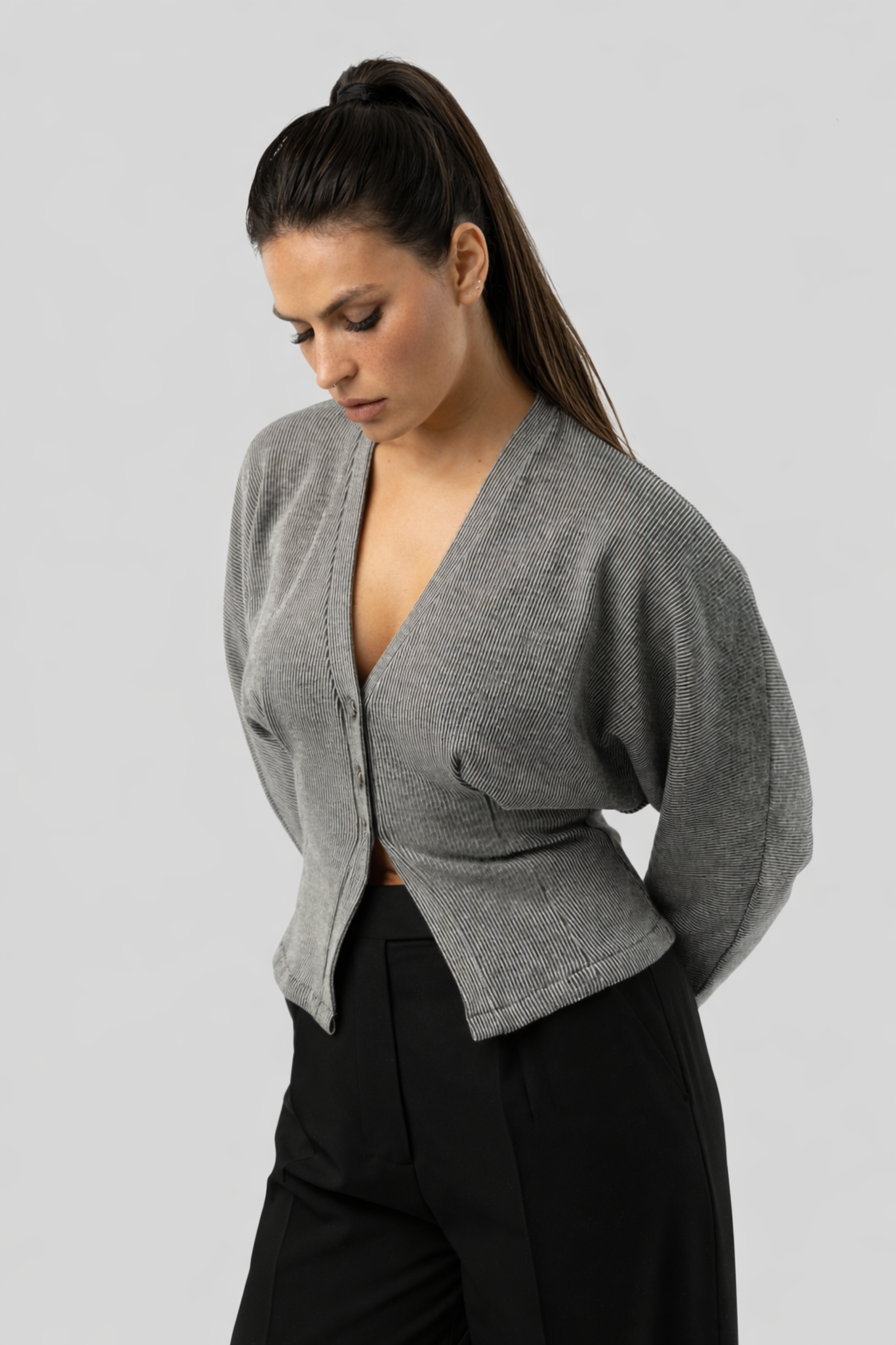 Women’s Cotton Corset-Inspired Cardigan – Sculpting Comfort with Relaxed Sleeves