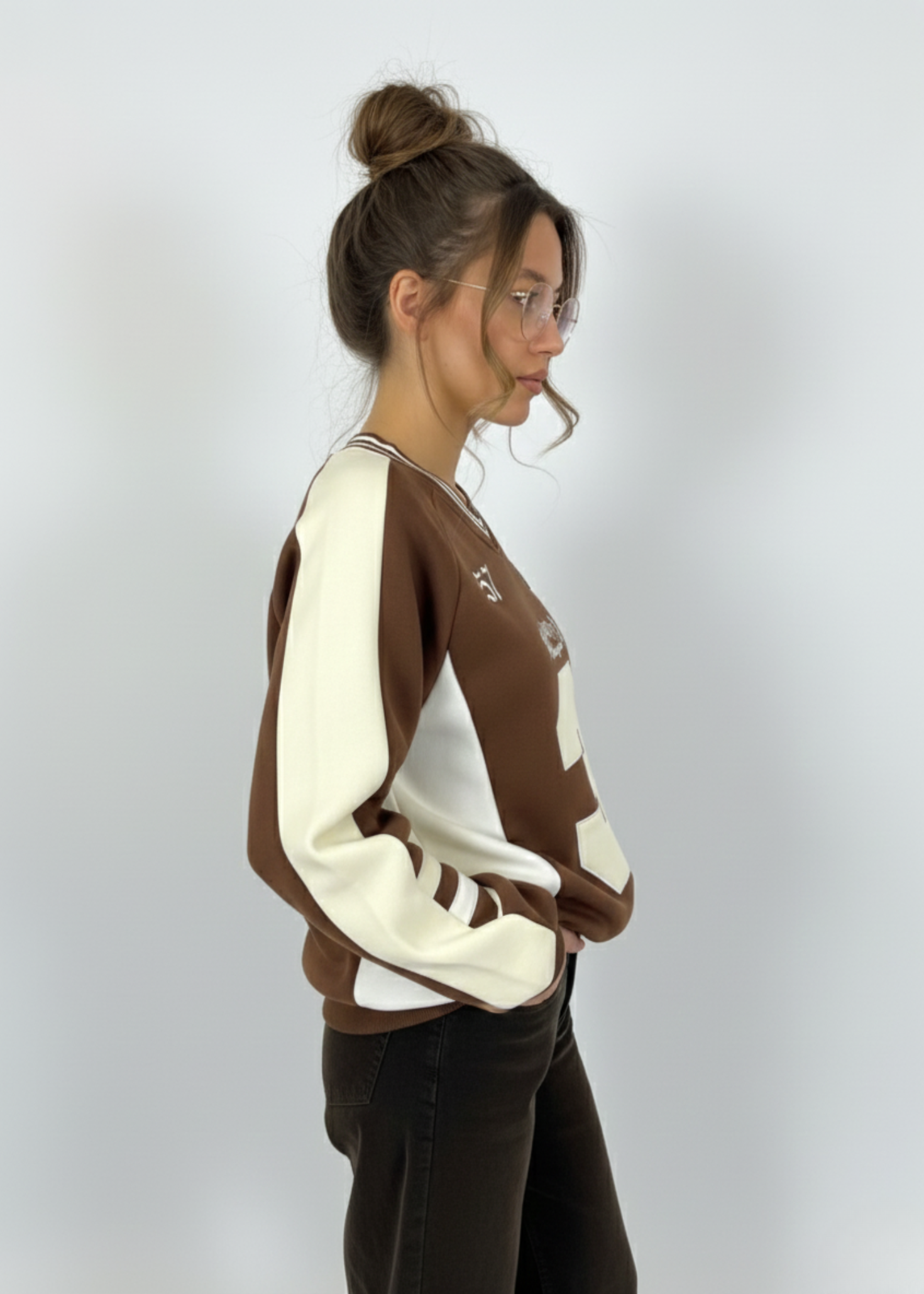 BASEBALL LONG SLEEVE SWEAT CHOCO/BEIGE