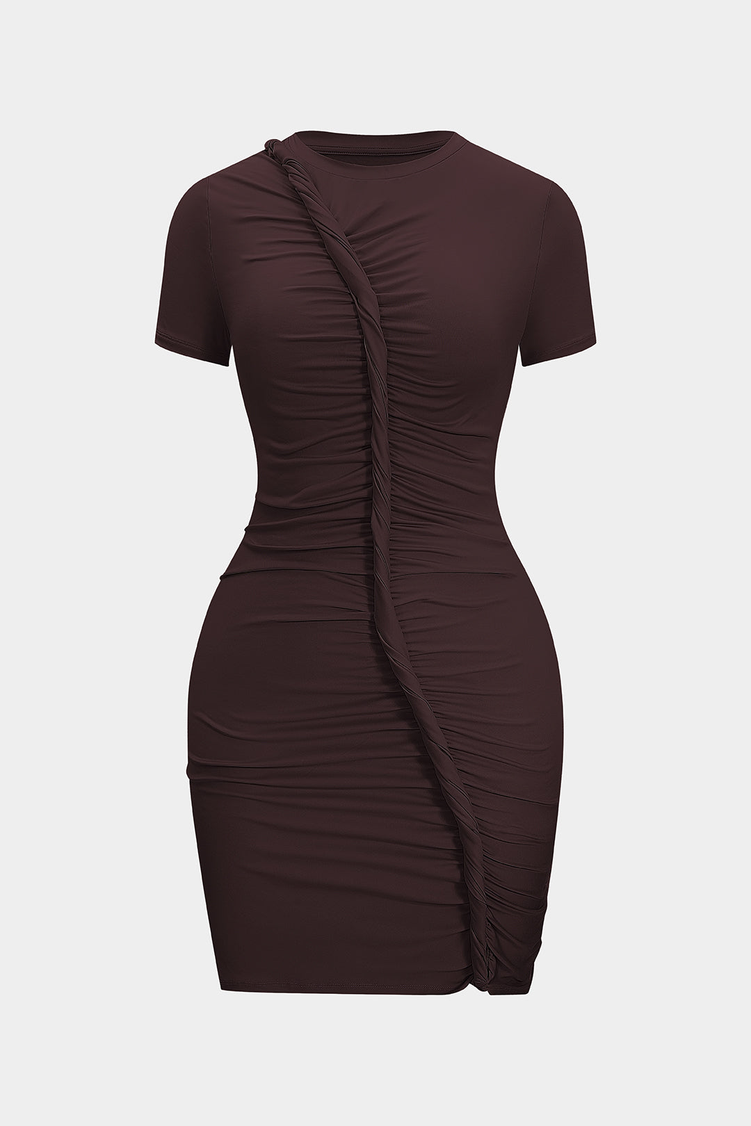 Asymmetrical Twist Knot Short-Sleeve Mini Dress