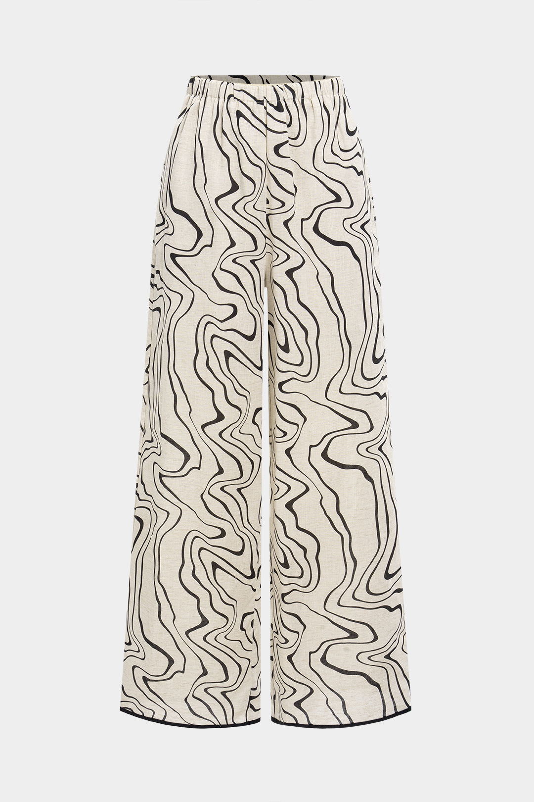 Abstract Print Linen Pocket Trousers