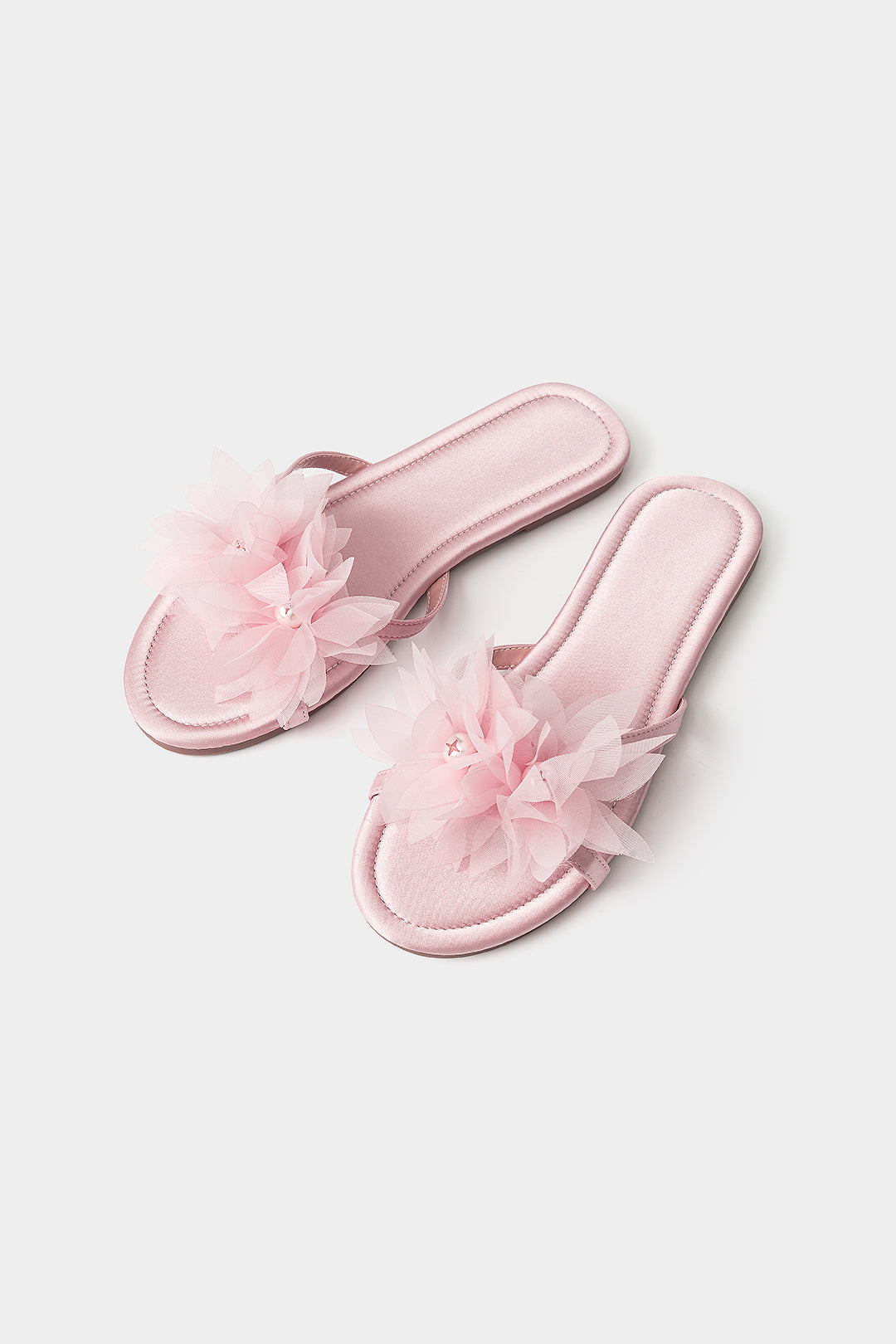 3D flower pearl decor flat sandals