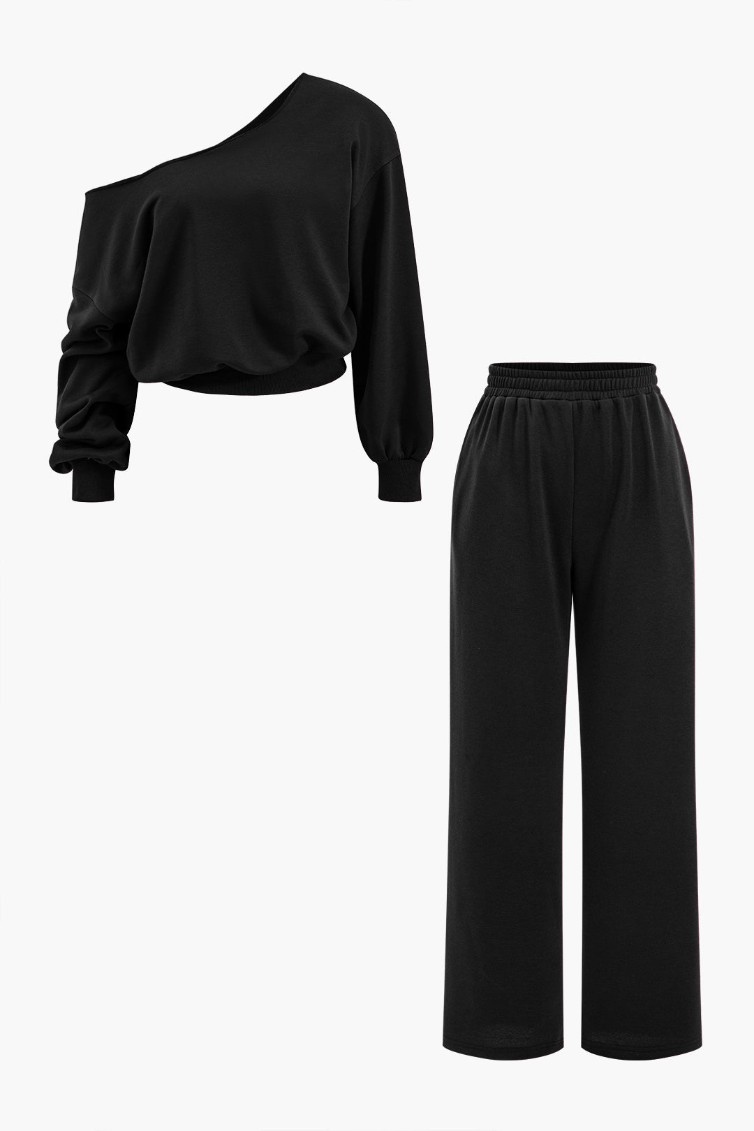 Asymmetric top and pants set