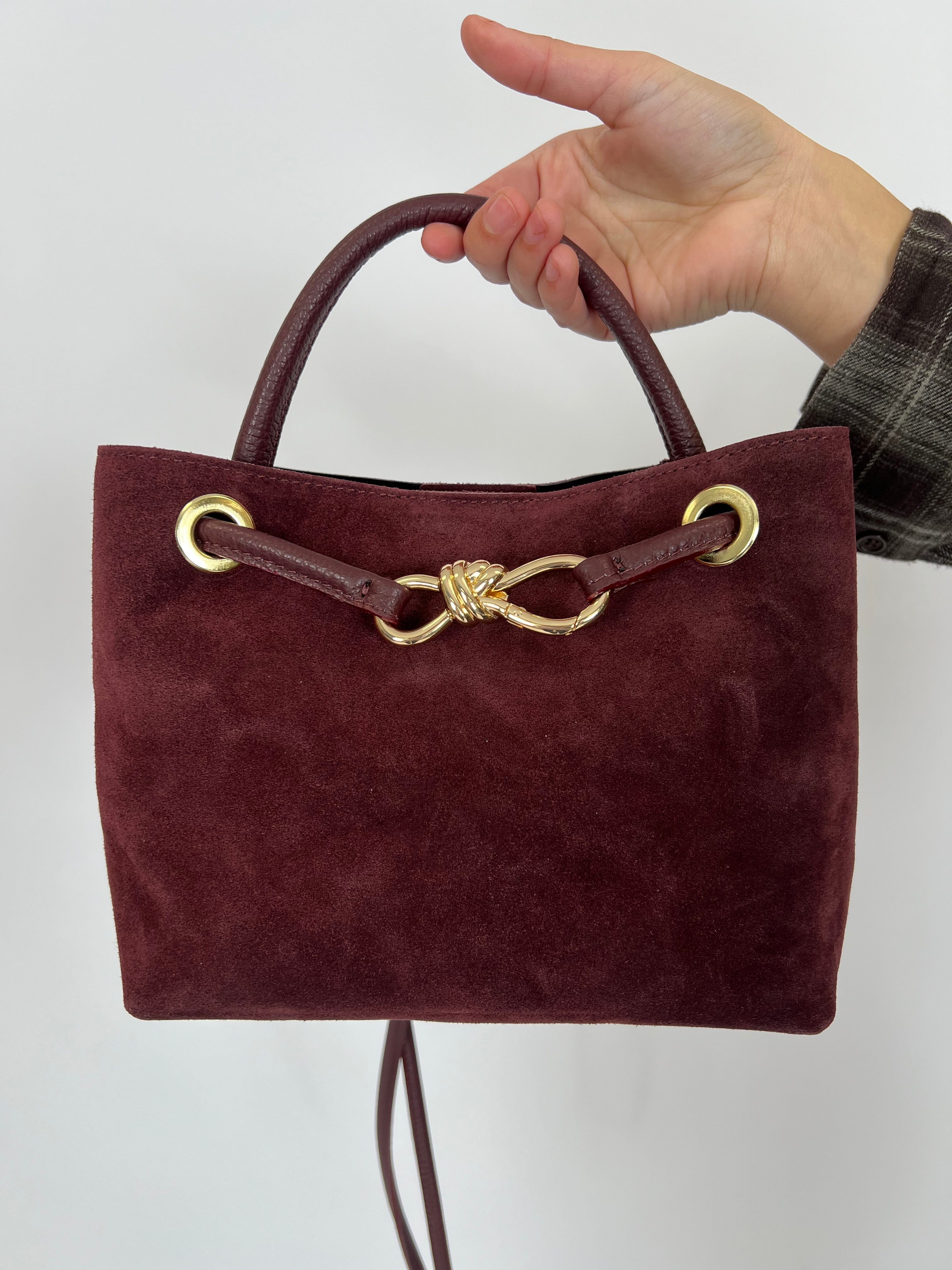 ADRIANA REAL SUEDE BAG BORDEAUX