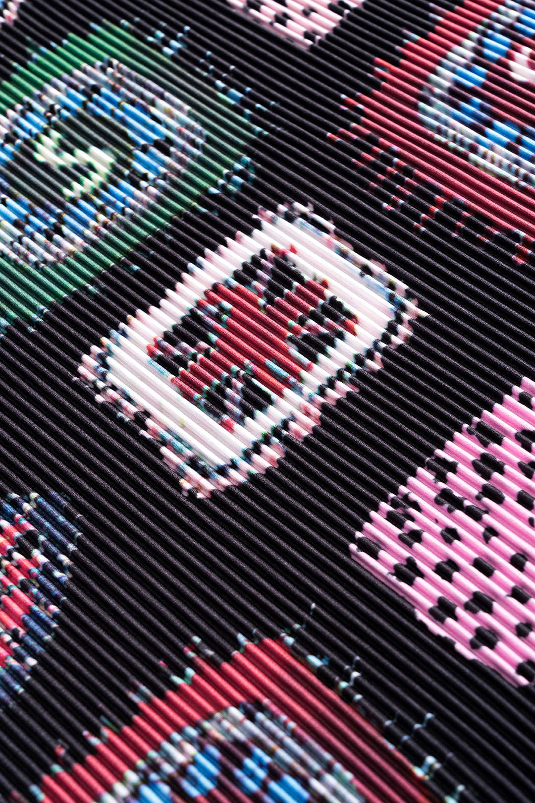 Abstract Print Ribbed Skirt