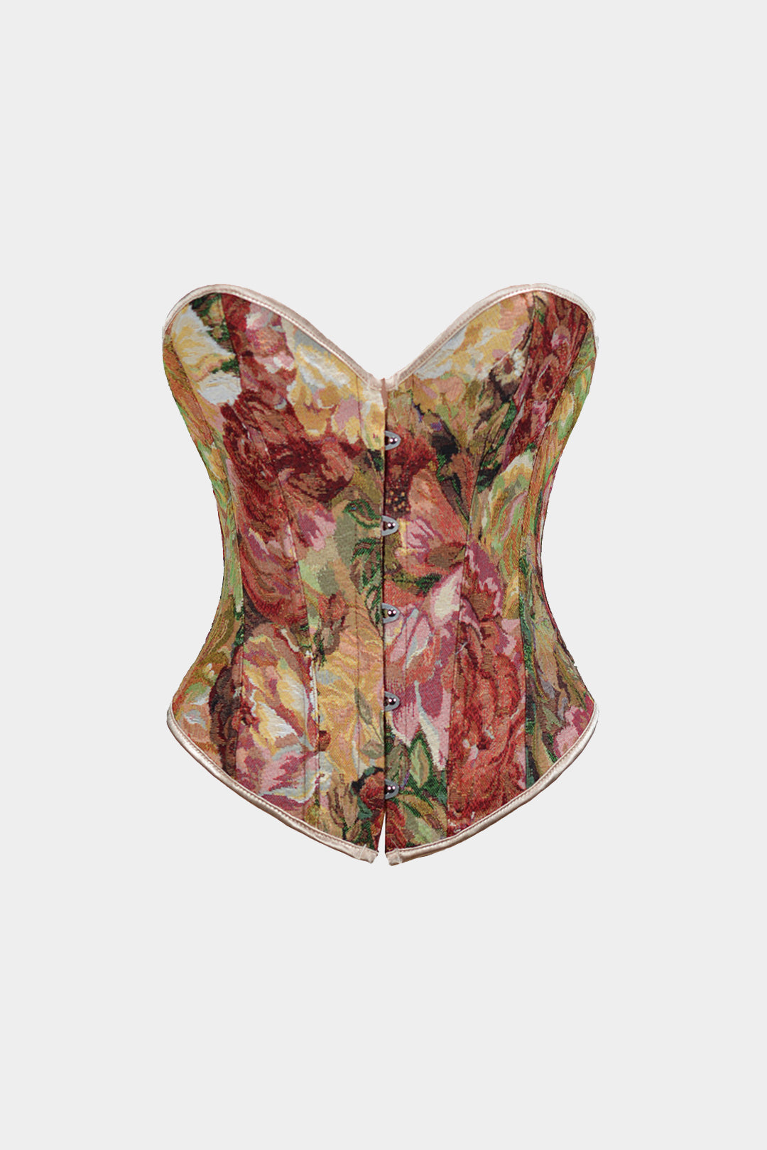 Korsettop met abstracte print en gevlochten stropdas