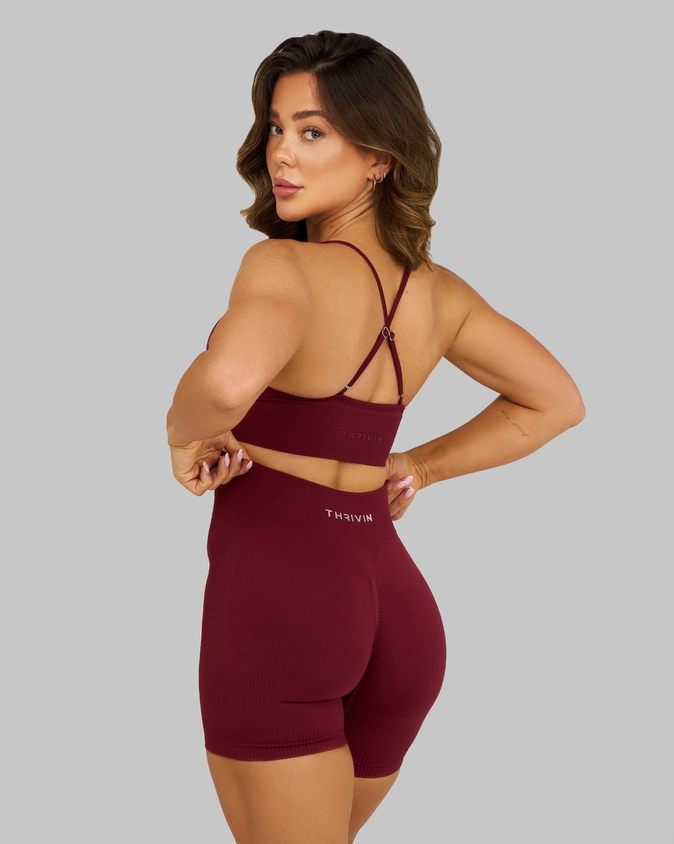 Elevate Ribbed Contour Shorts | Fine Wine