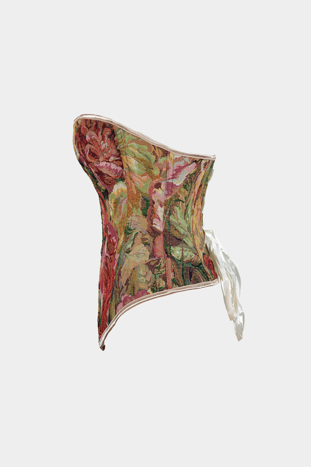 Korsettop met abstracte print en gevlochten stropdas