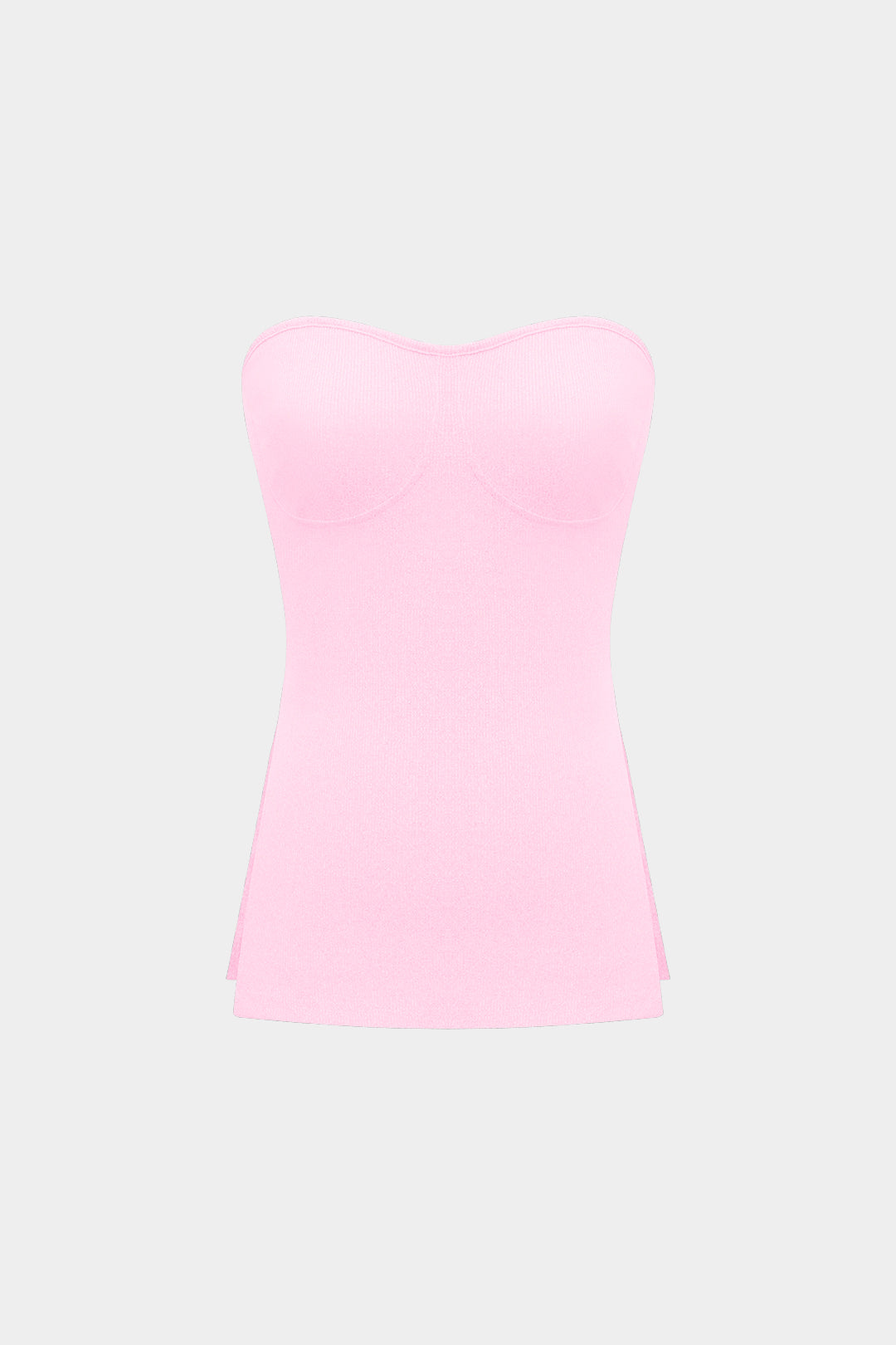 Basic Solid Breath Split Strapless Top and Shorts Set