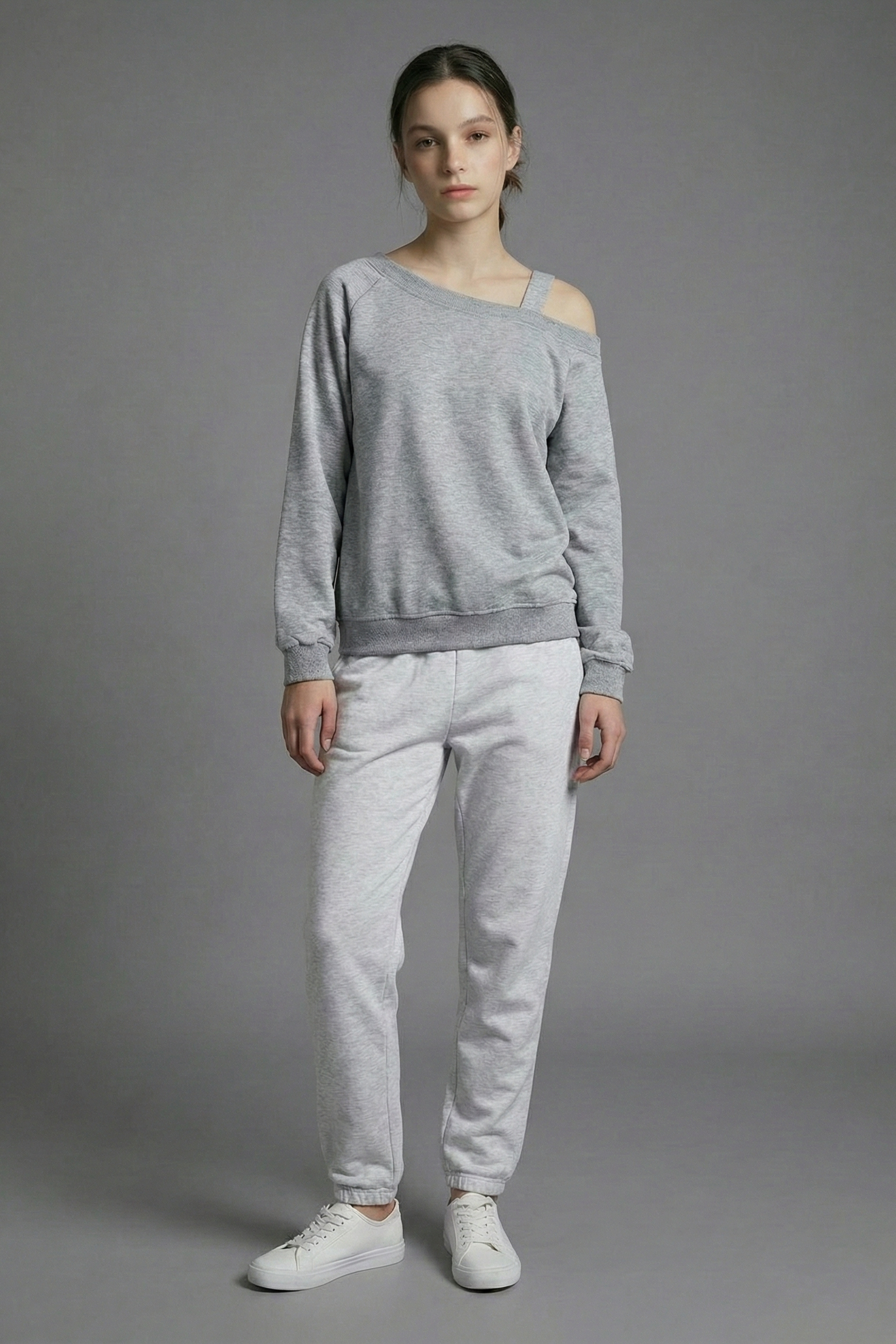 Women’s Soft Fleece One-Shoulder Sweatshirt – Relaxed Everyday Essential