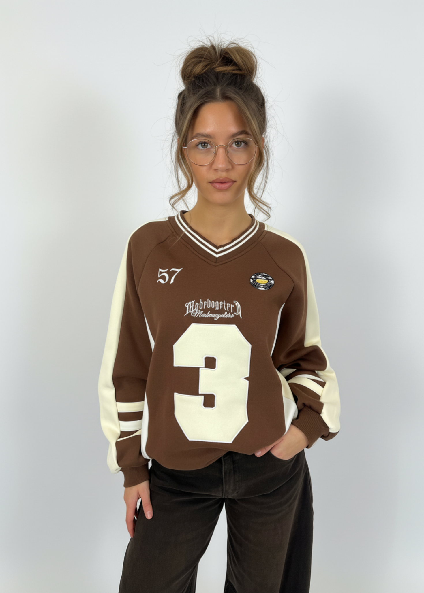 BASEBALL LONG SLEEVE SWEAT CHOCO/BEIGE