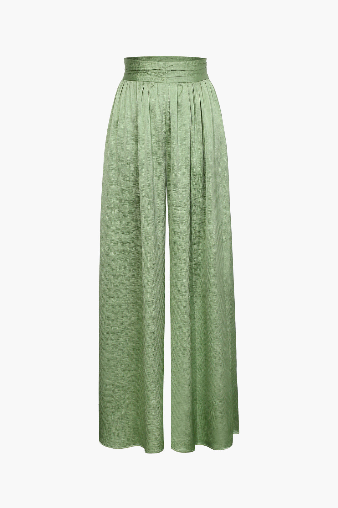 Basic heavy satin trousers with high waist and wide legs