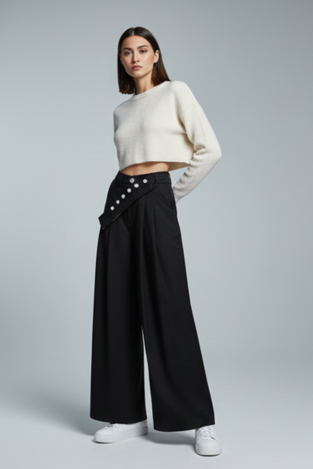 Asymmetrical Straight Leg Pants