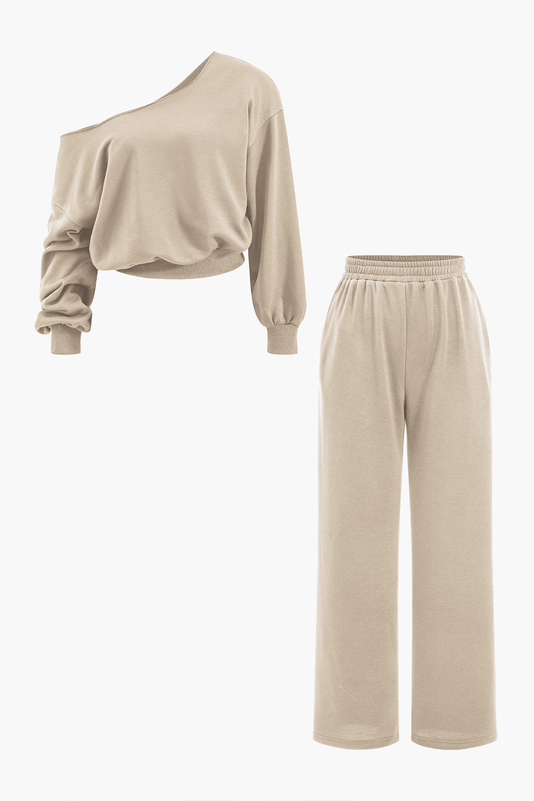 Asymmetric top and pants set