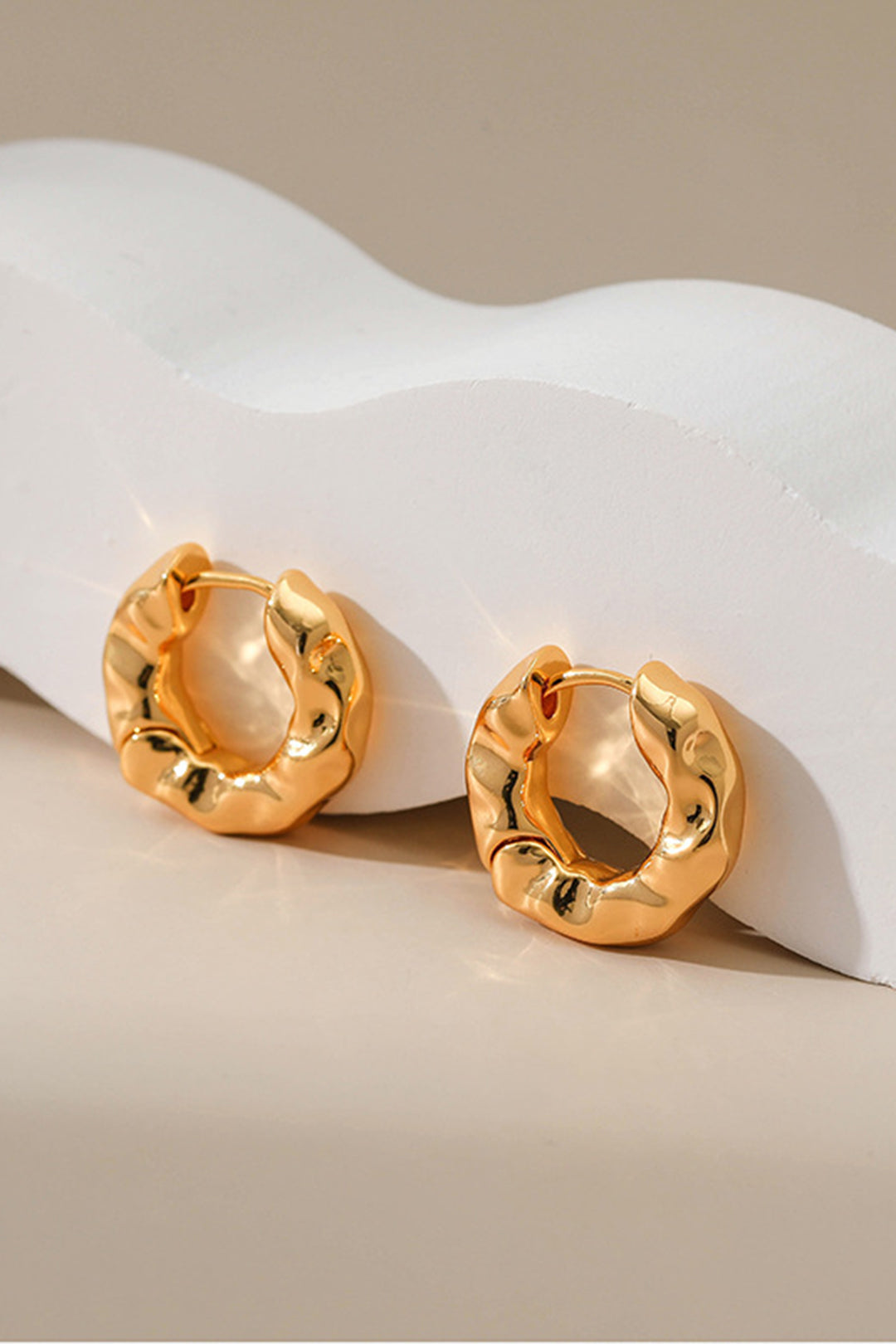 Minimalist Geometric Stud Earrings for Women – Irregular Pleated Alloy Design