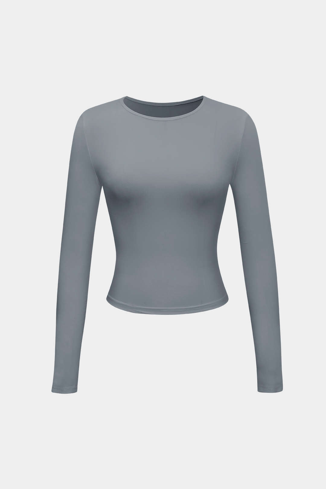 Basic solid round neck long sleeve top