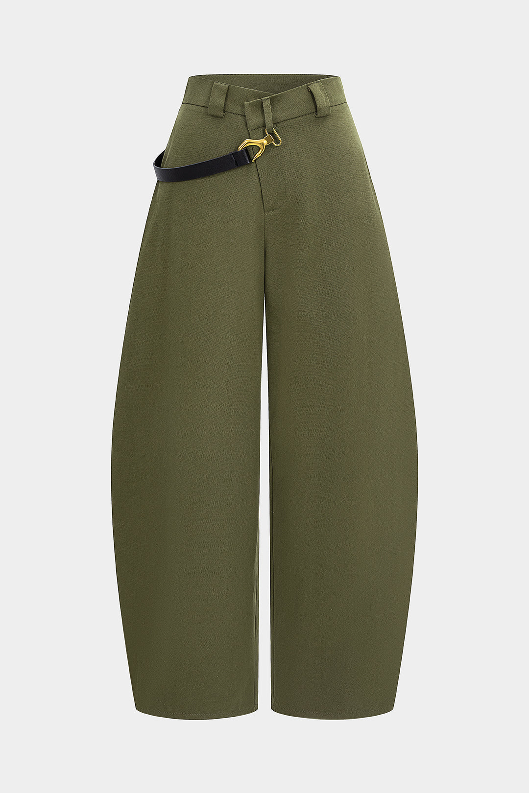 Asymmetrical Metallic Decor Barrel Trousers