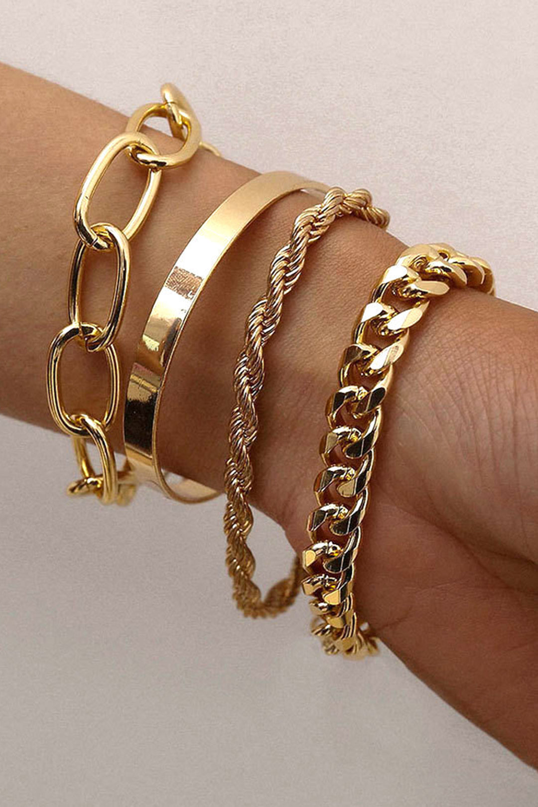 4pc Cuban chain link bracelet set
