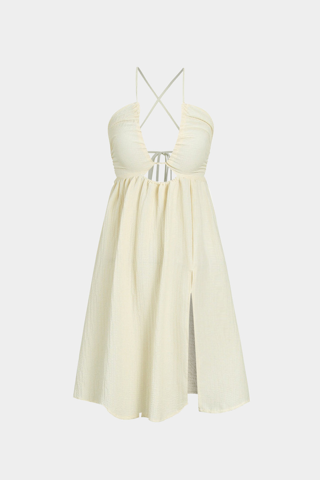 Backless midi dress with a V-neck slit