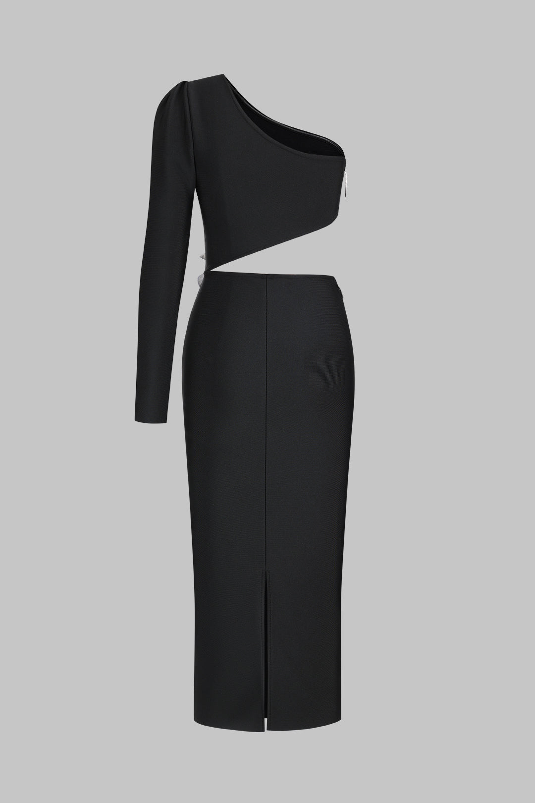 3D Flower One Shoulder Cut Out Asymmetrical Long Sleeve Maxi Dress