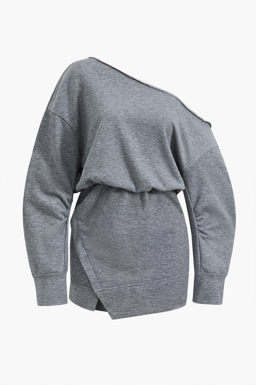 Women’s Asymmetric Knit Sweatshirt Dress – Effortless Modern Drape