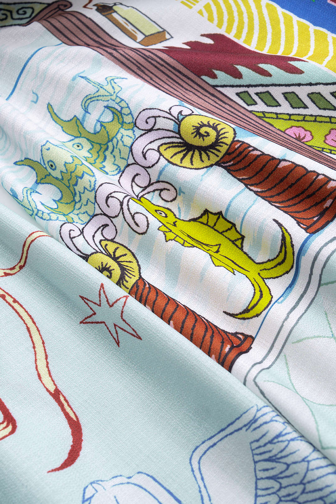 Abstract Print Tie-Up Short Sleeve Shirt And Pants Set