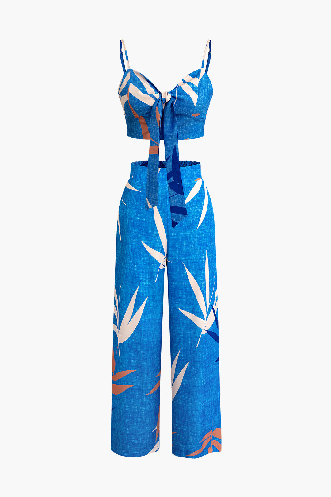 Bamboo leaf print cami top and pants set