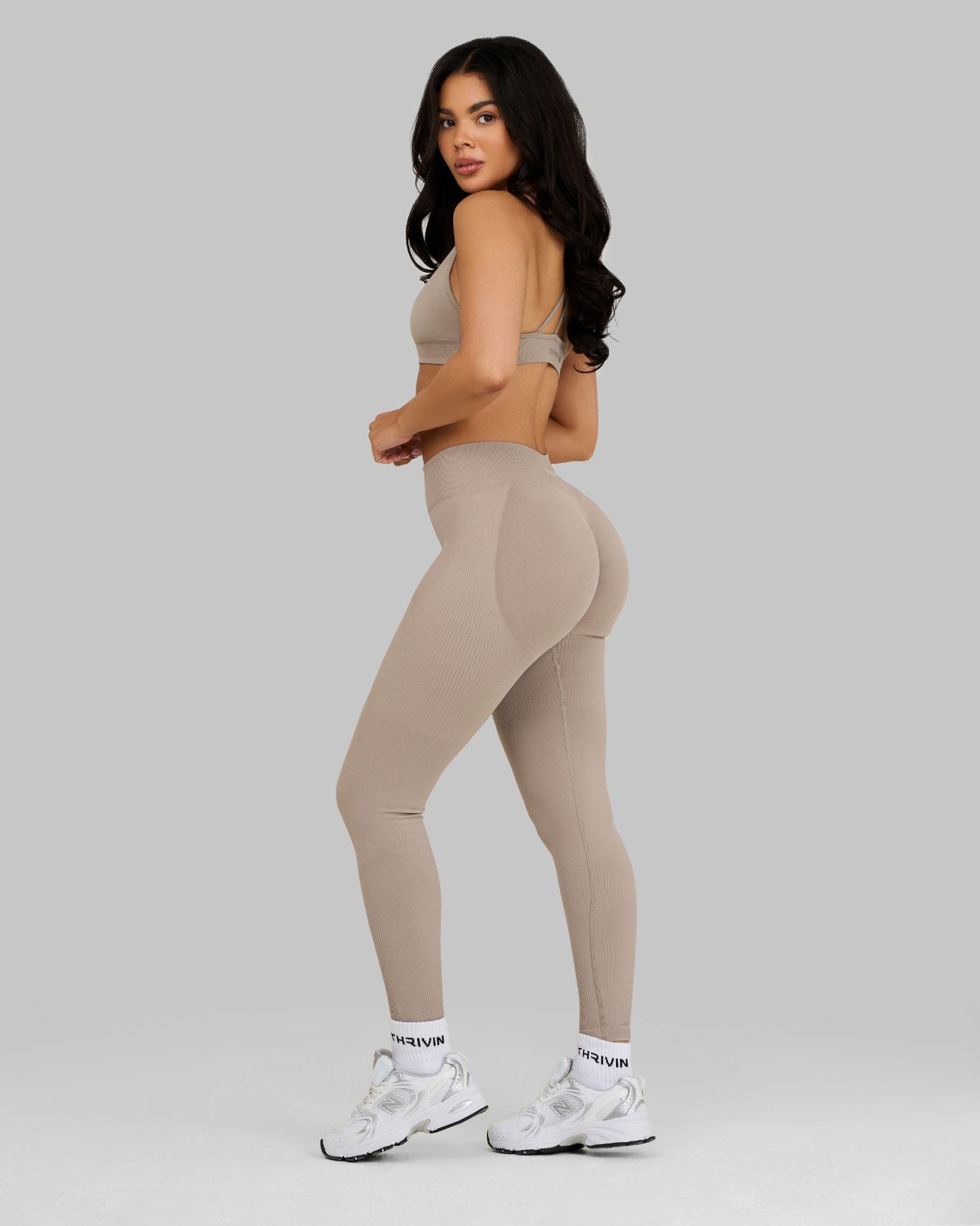 Elevate Ribbed Contour Leggings | Latte