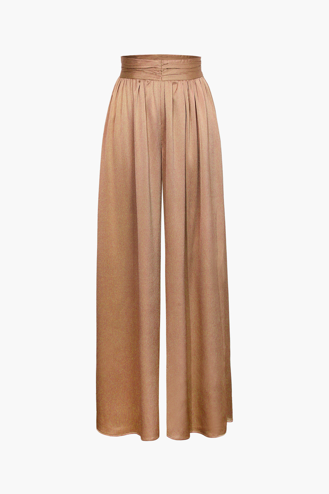 Basic heavy satin trousers with high waist and wide legs