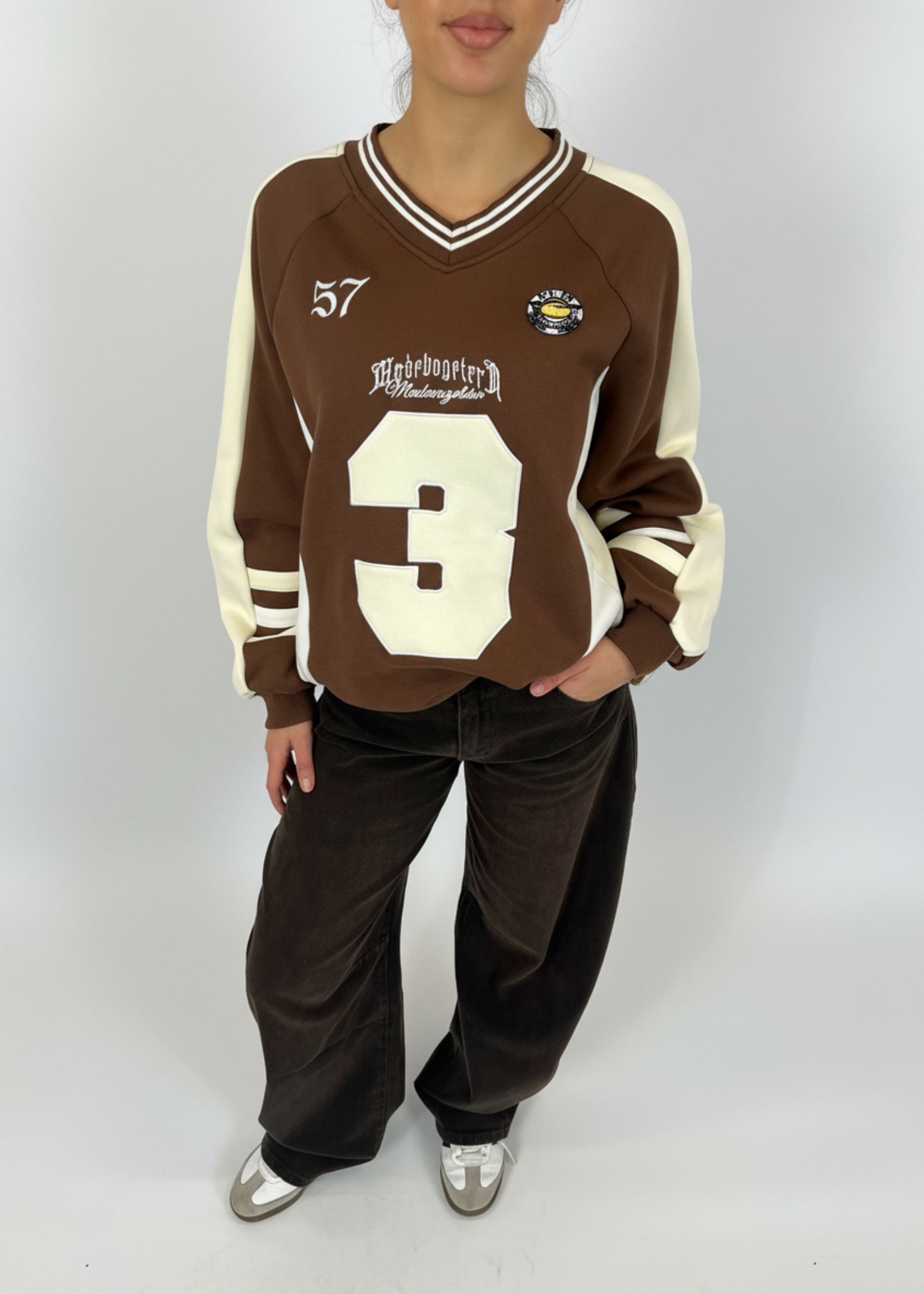 BASEBALL LONG SLEEVE SWEAT CHOCO/BEIGE