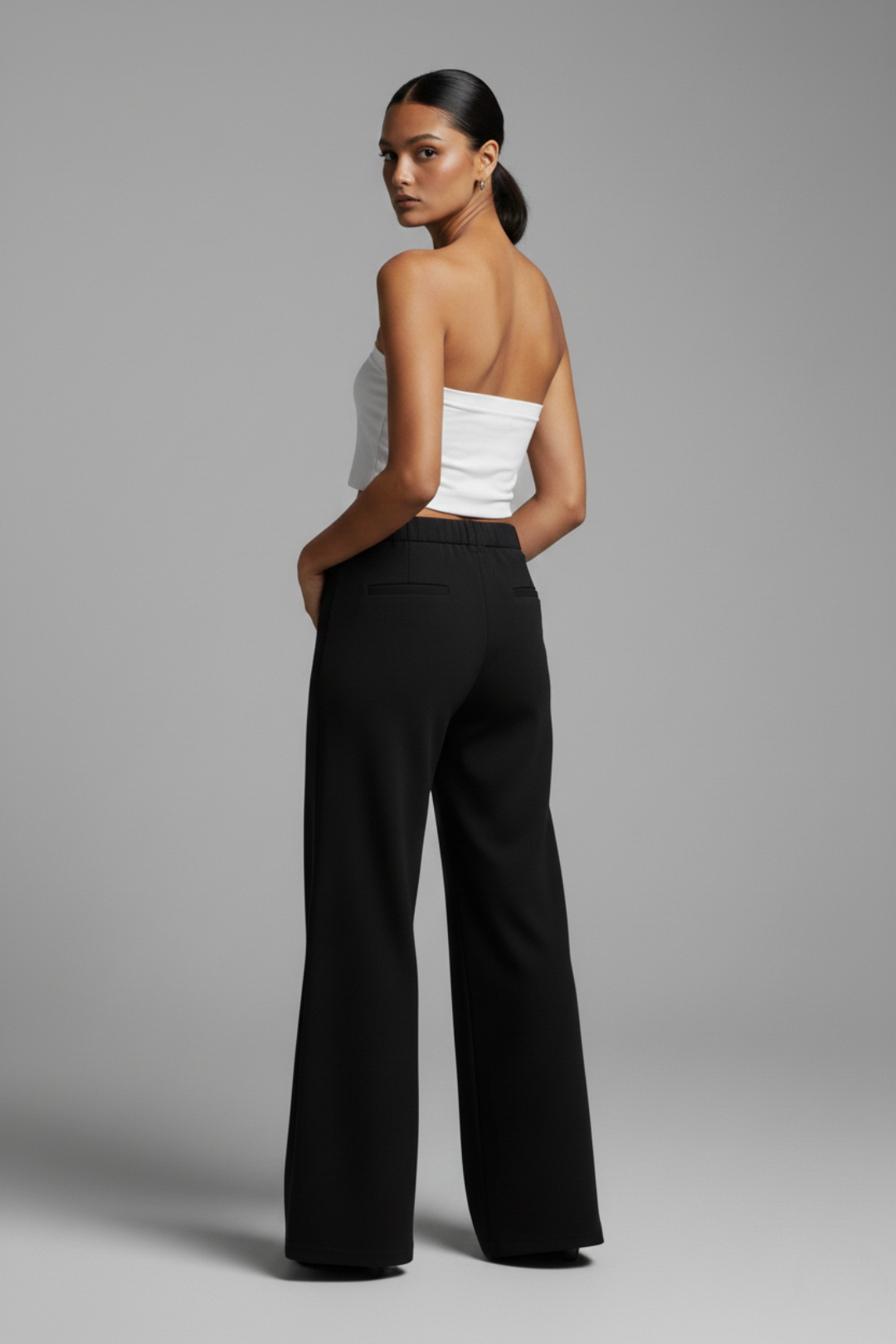 Basic linen mix trousers with straight legs